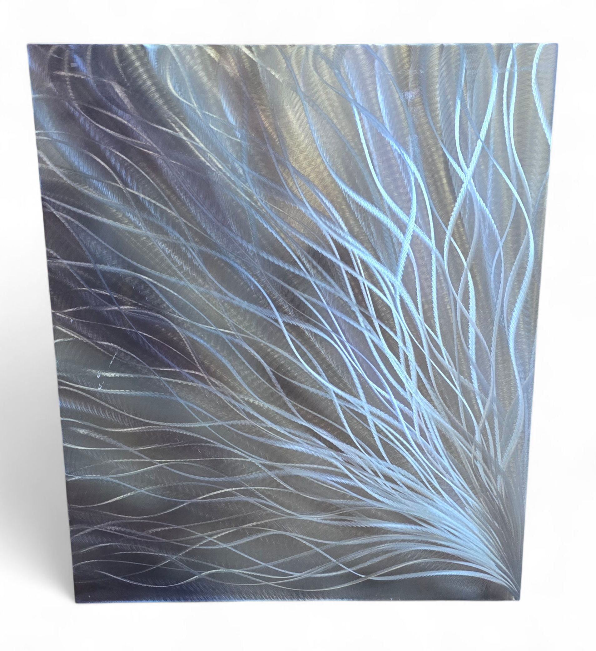 30 x 36 abstract aluminum metal wall art with gold reflective finish, used and in good condition