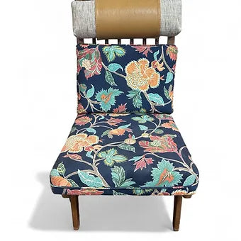 Mid Century Floral Accent Chair with Headrest