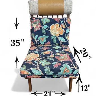 Mid Century Floral Accent Chair with Headrest