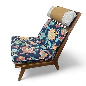 Mid Century Floral Accent Chair with Headrest