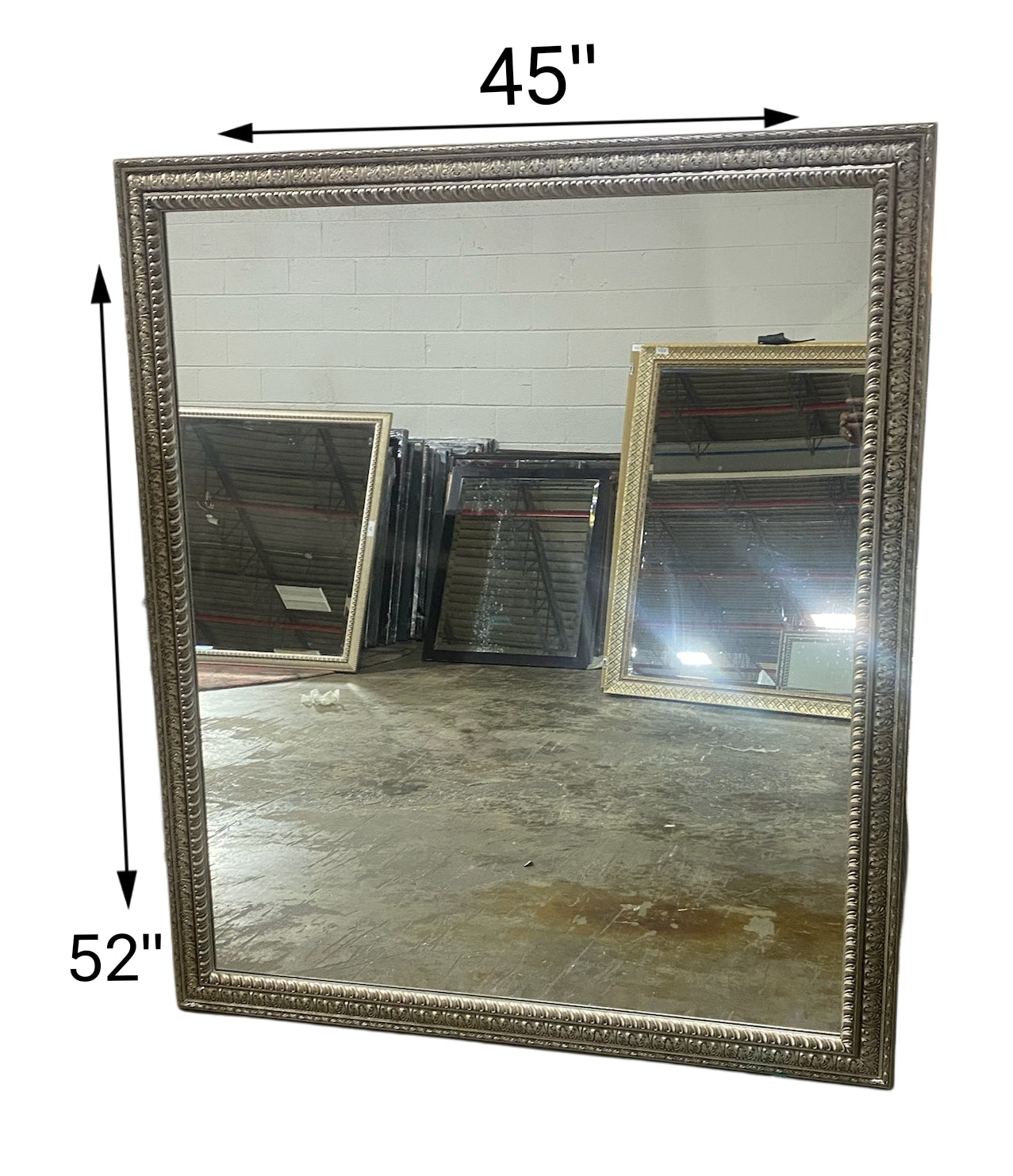 Antique Silver Ornate Mirror- 45" X 52"
