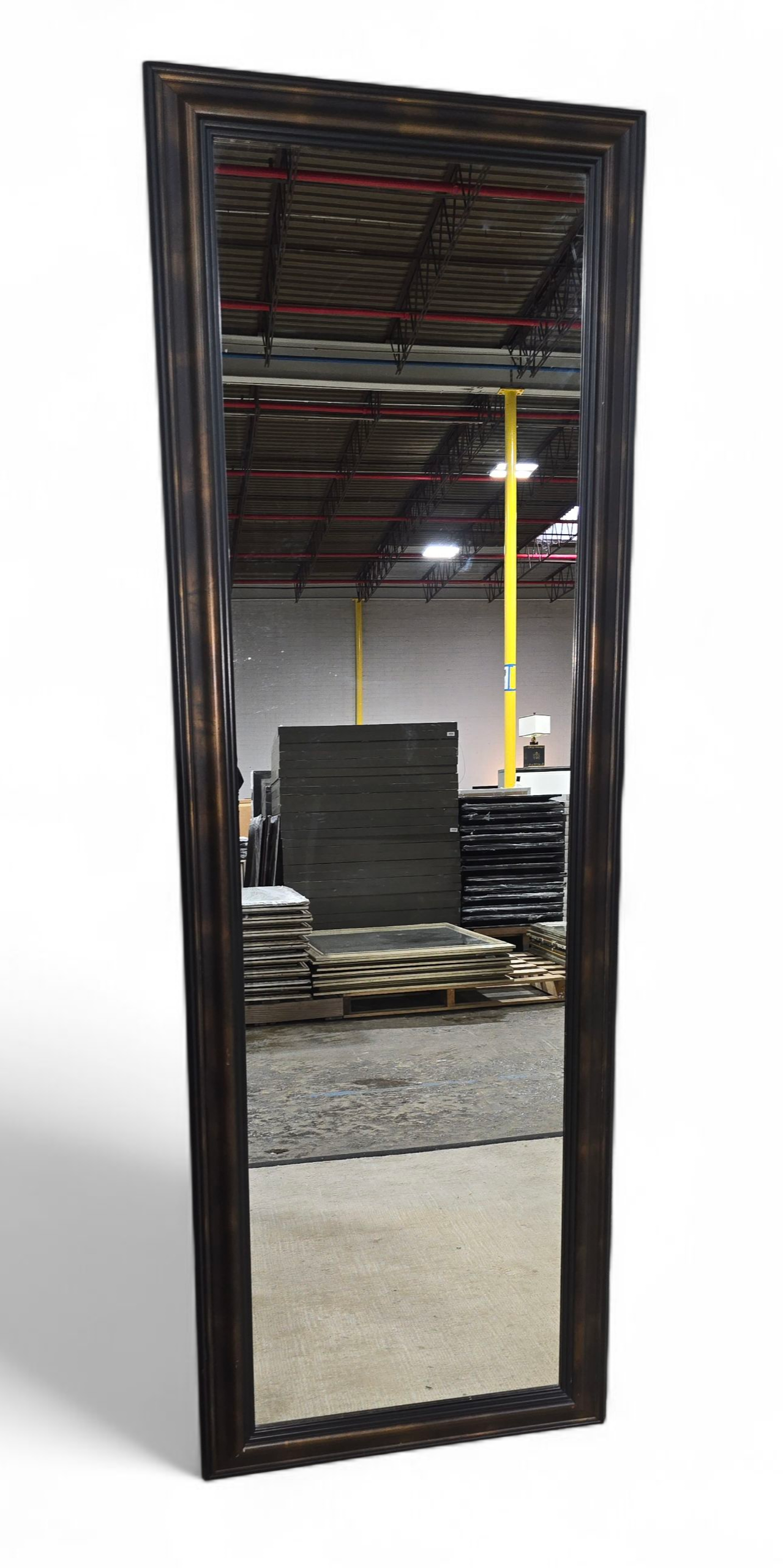 SHL 24x72 dressing mirror dark brown and gold frame front view, used and in great condition