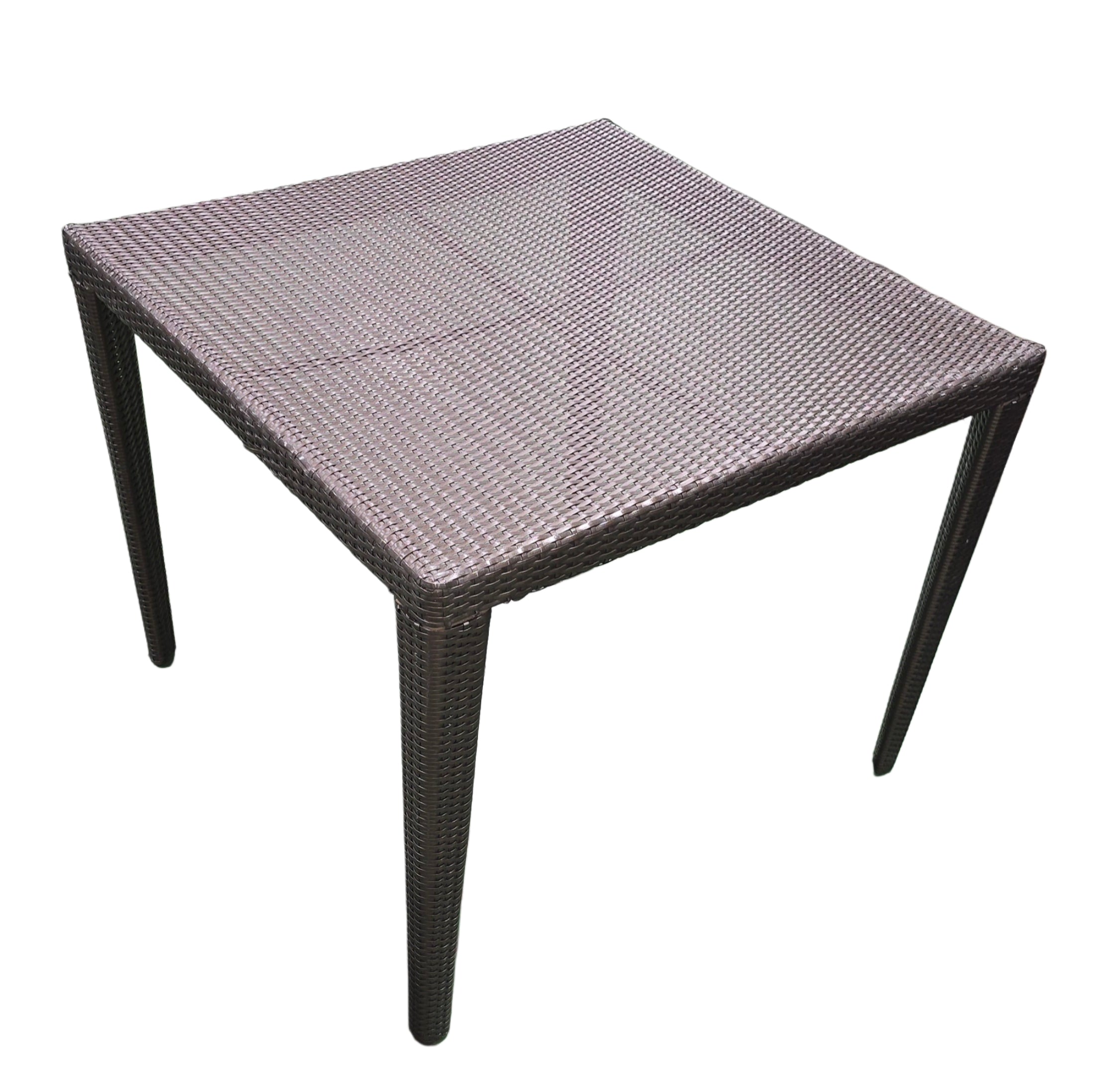 SHL top view of square brown rattan outdoor dining table