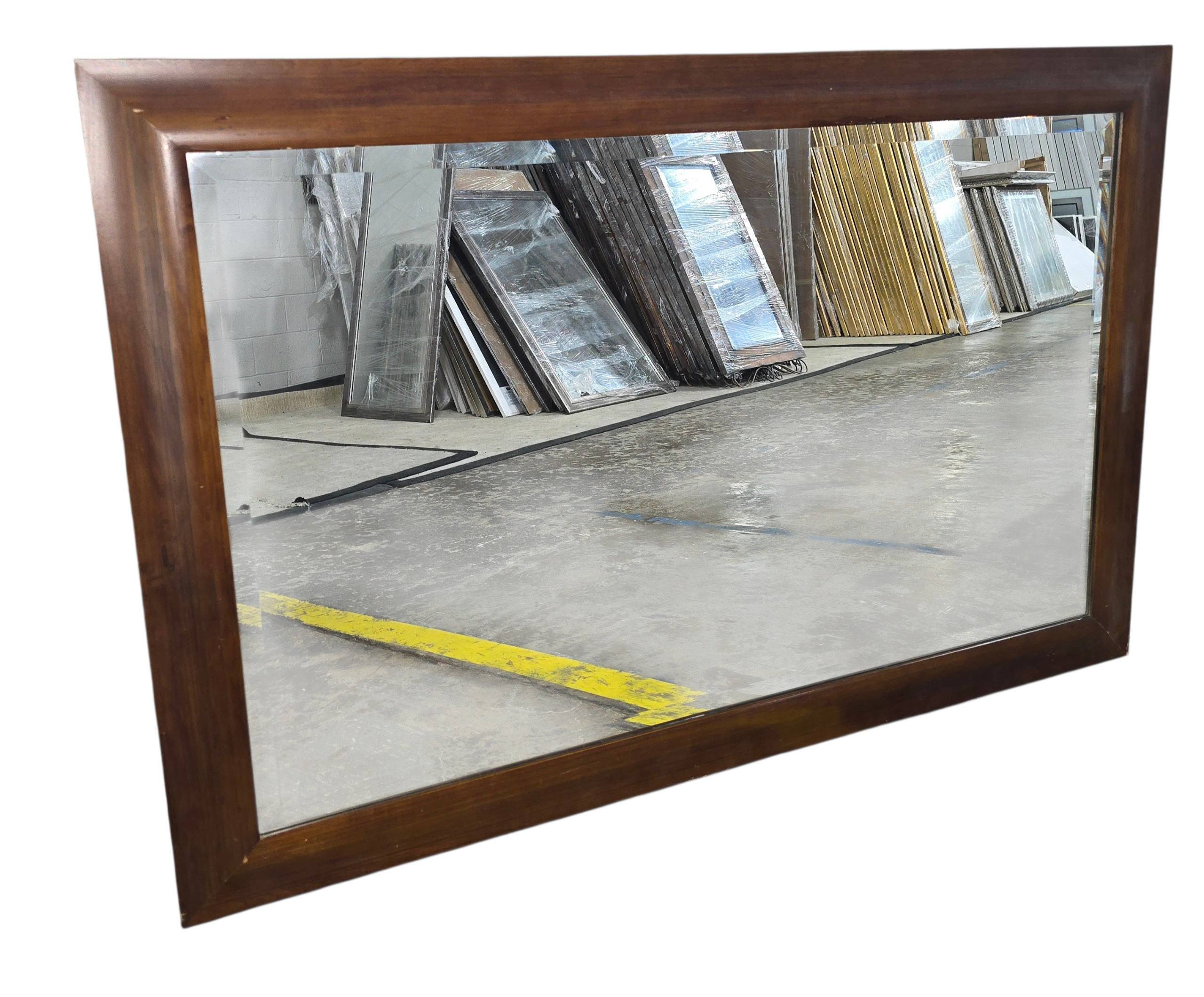 Large wall mirror with brown wood frame 54 x 36 used in good condition