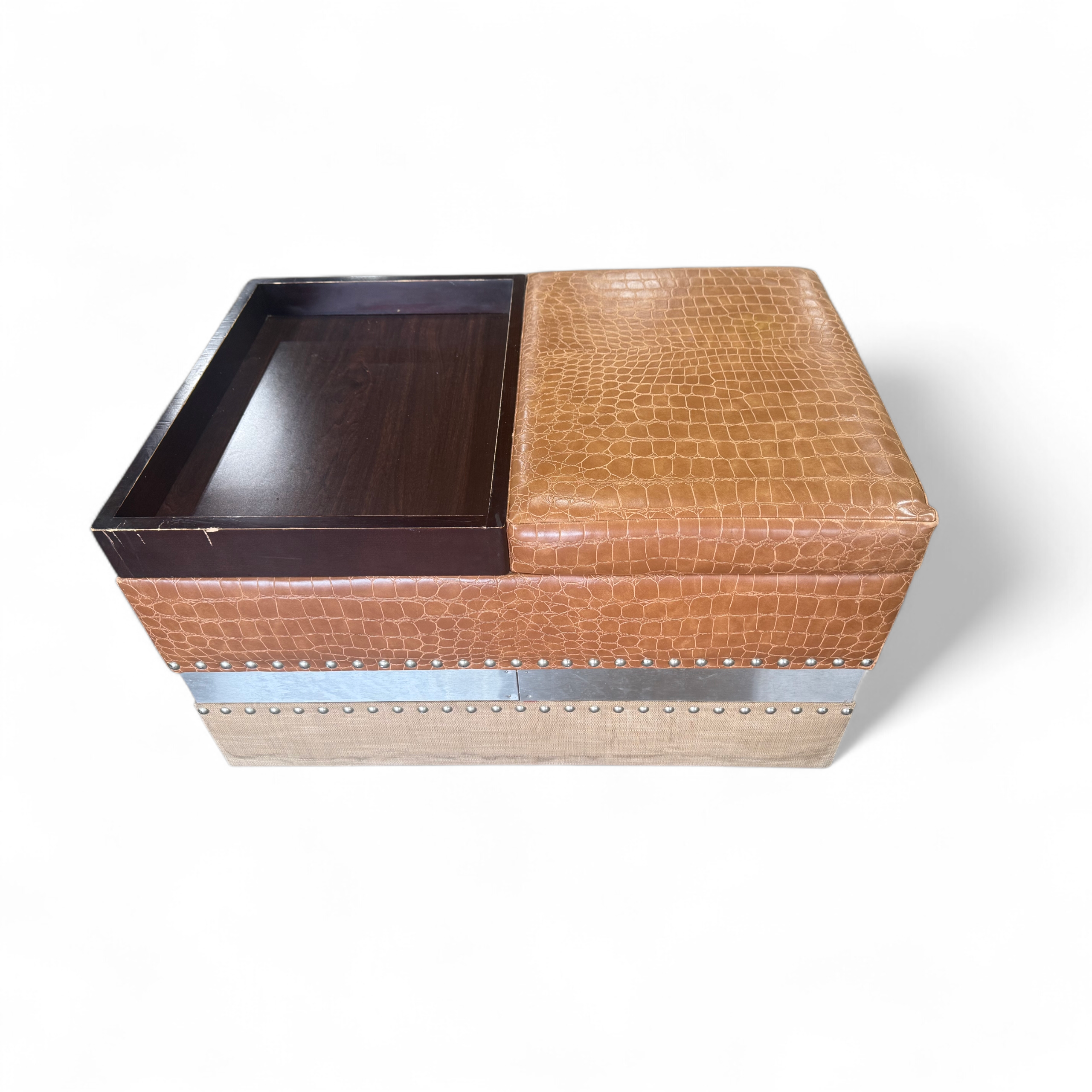 SHL close-up of coffee table/ottoman combo top surface, used and in good condition