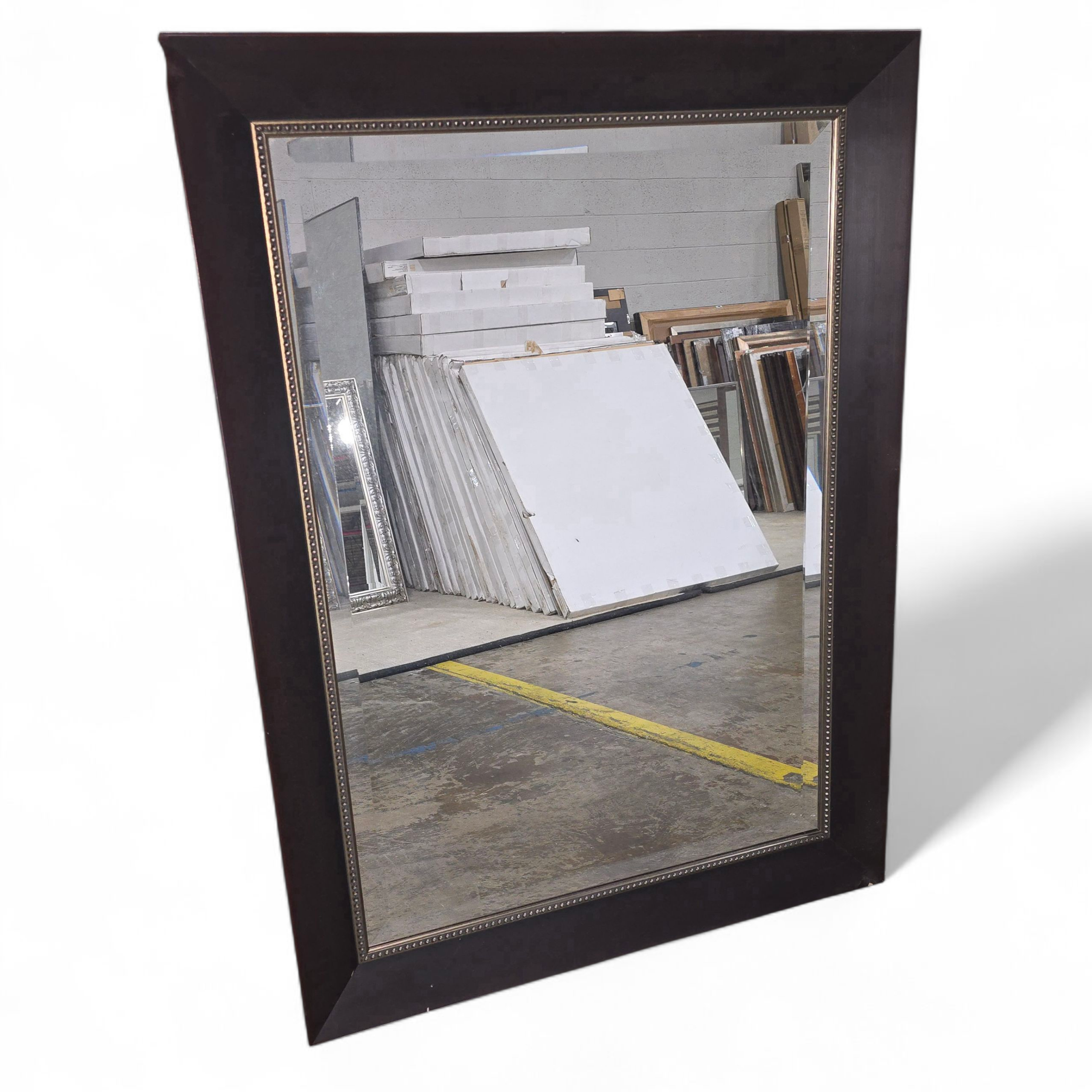 SHL dark wood mirror with silver beaded trim, used and in good condition