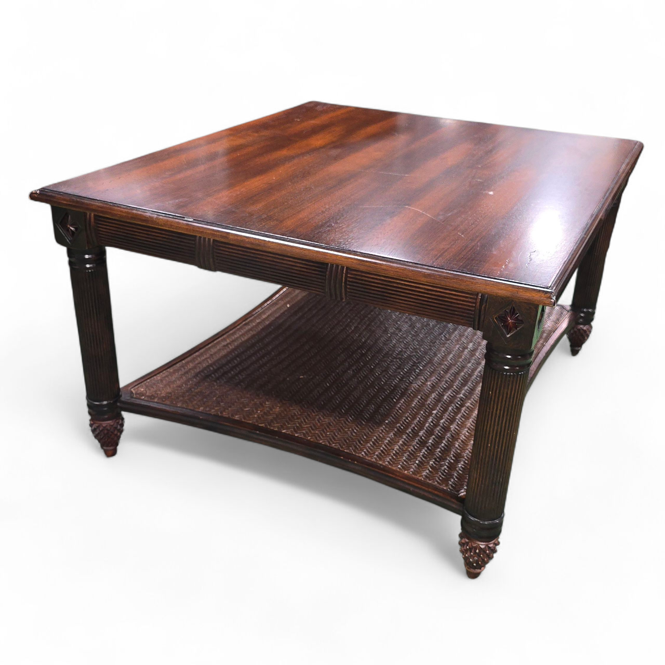 SHL angled view of Decca brand coffee table with classic design, used and in good condition