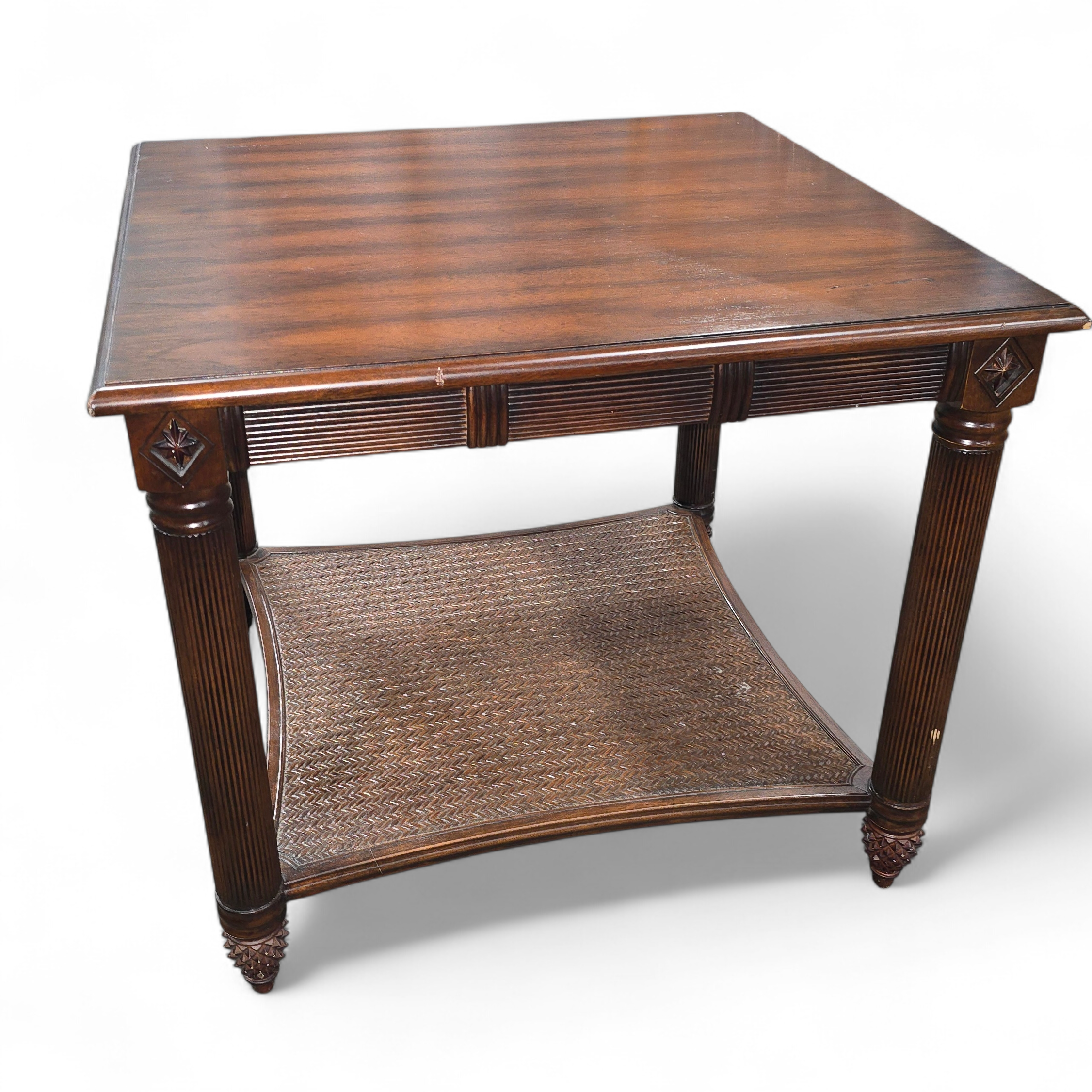 SHL front view of Decca brand side table measuring 28 x 28 x 24, used and in good condition