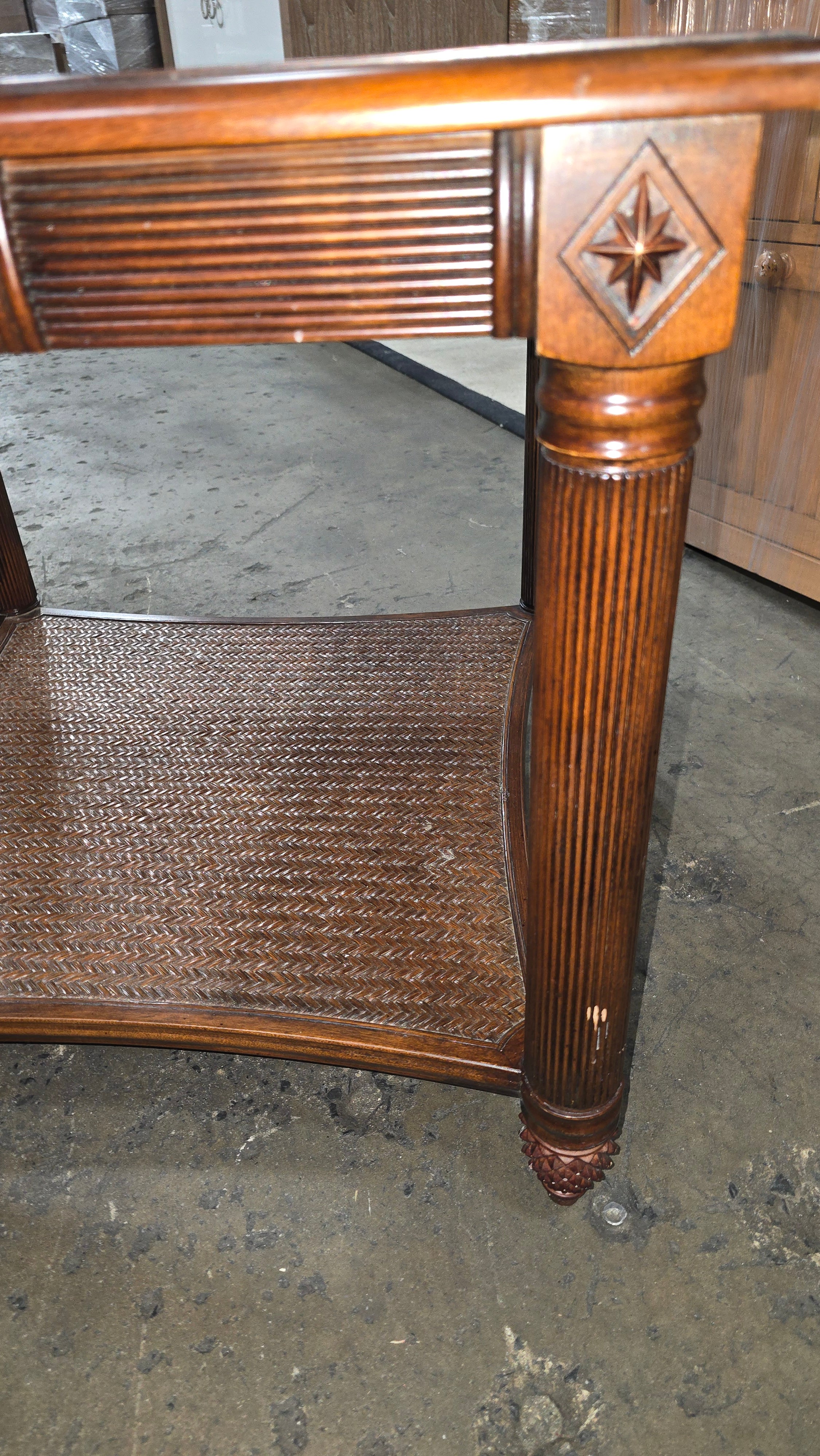 SHL side view of Decca side table with square top surface, used and in good condition