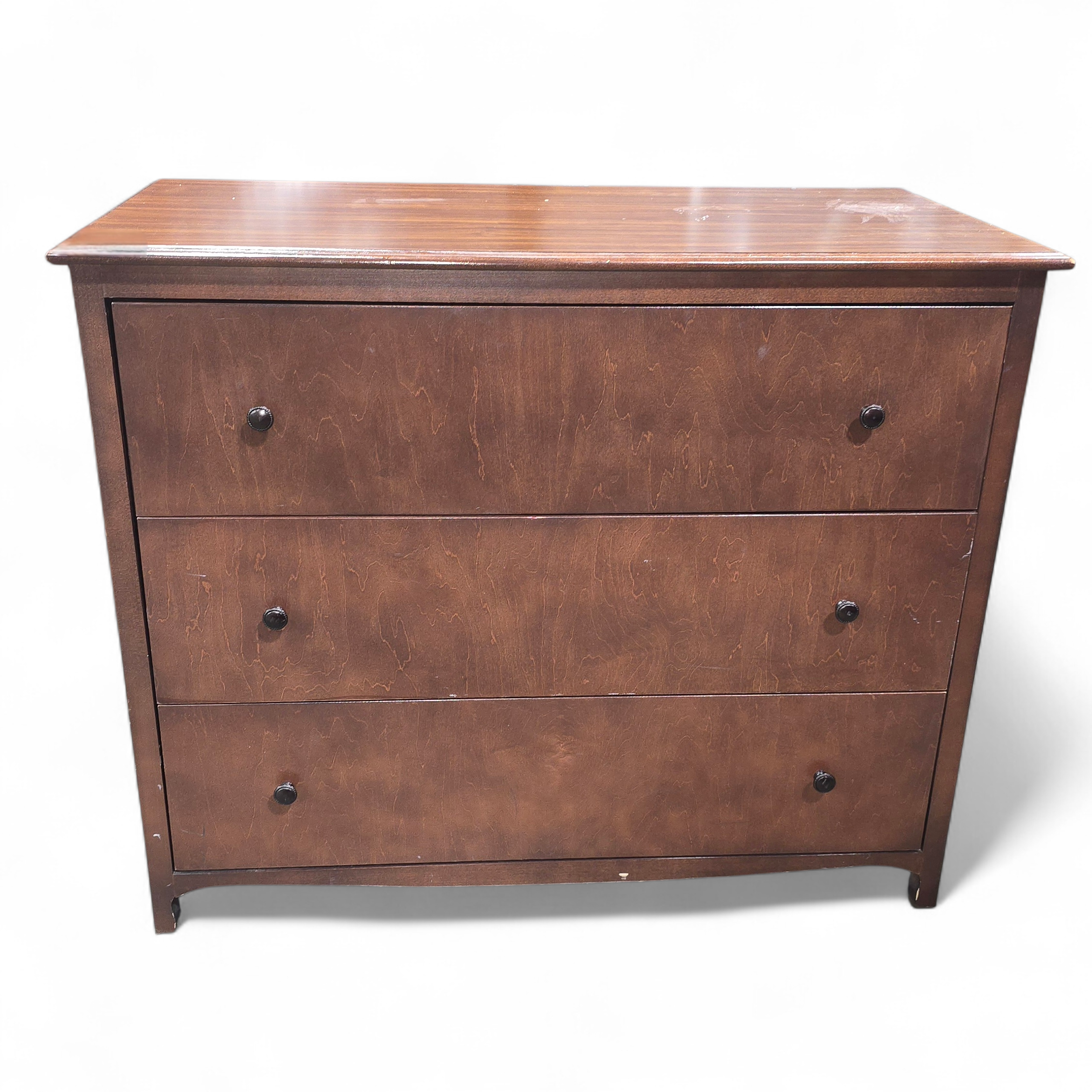 SHL front view of JTB brand 3 drawer dresser, 44 x 22 x 36, used and in good condition