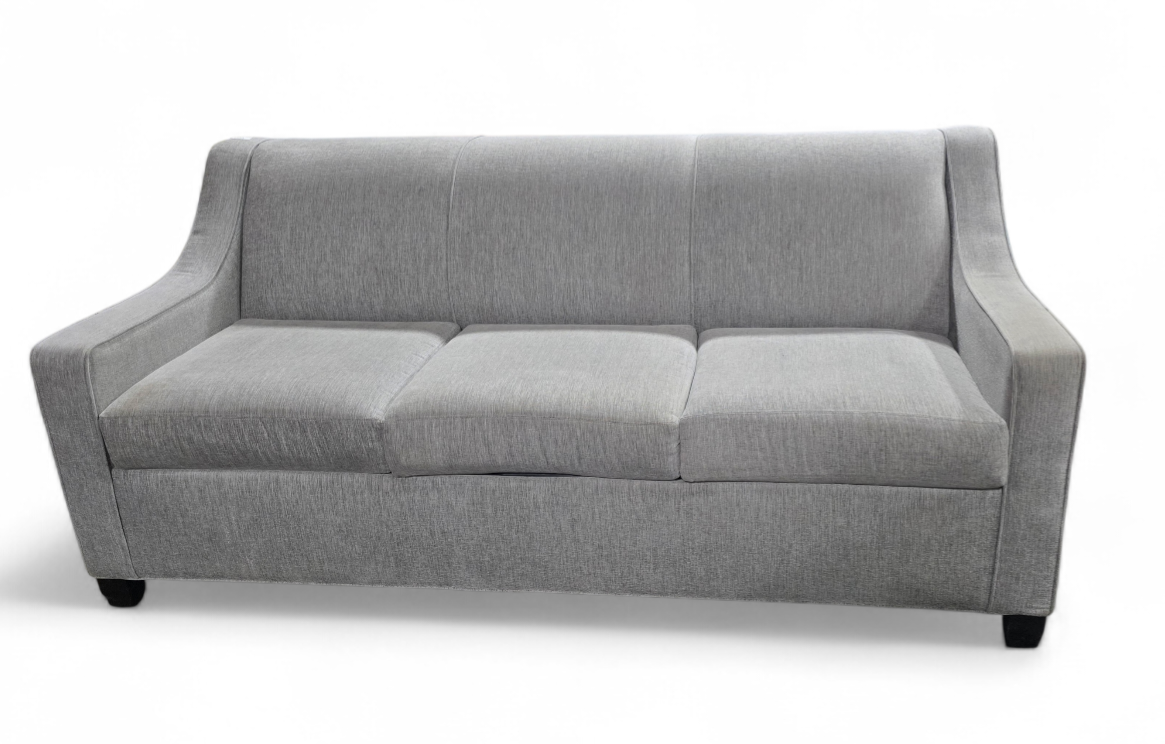 SHL angled view of Kellex gray sleeper sofa with upholstered finish