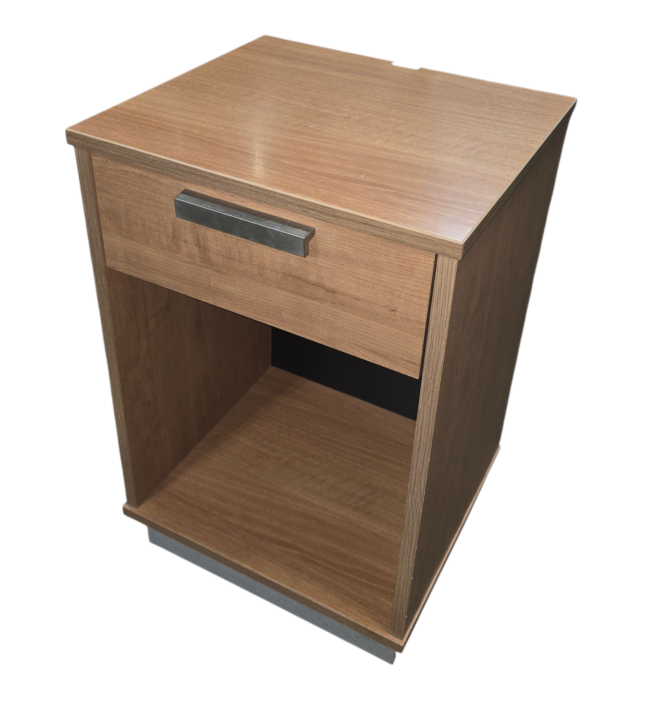 Side angle view of Lang Furniture nightstand with open cubby