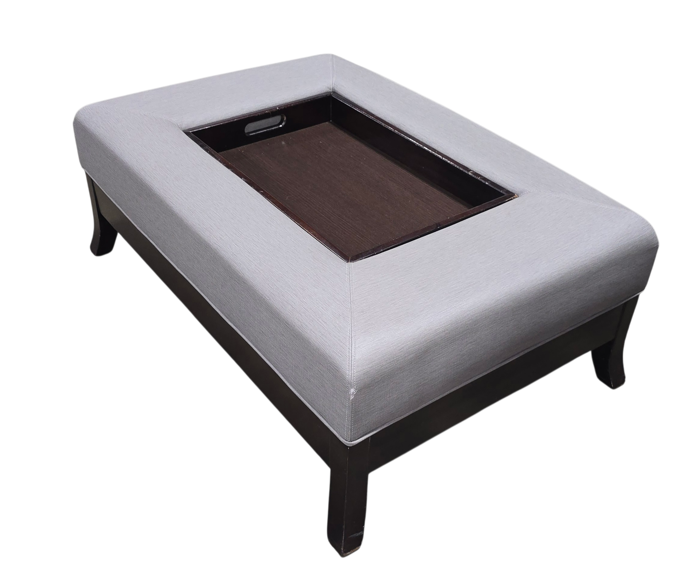 SHL angled view of coffee table ottoman featuring center serving tray