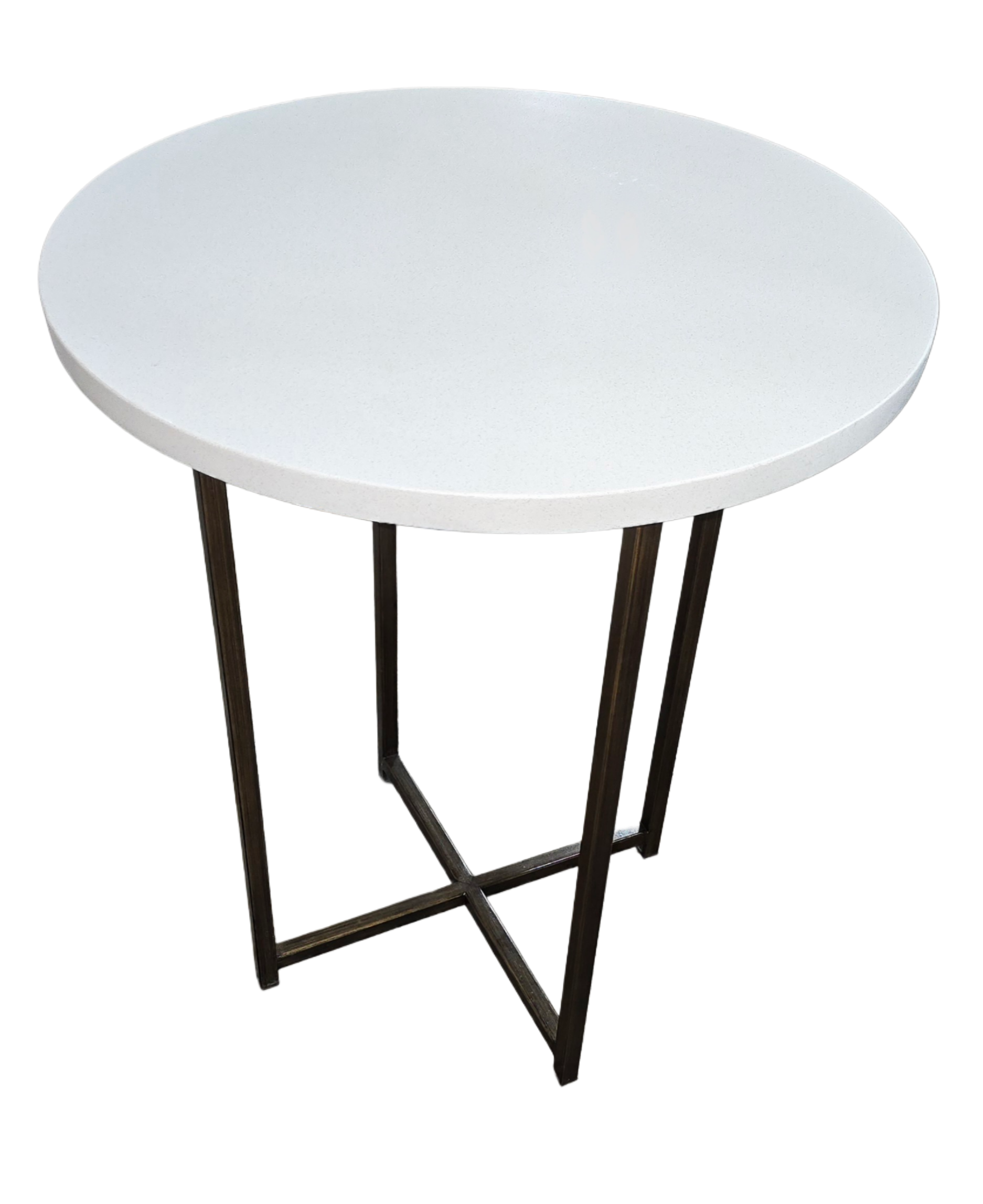SHL top view of polished white granite stone surface on round side table