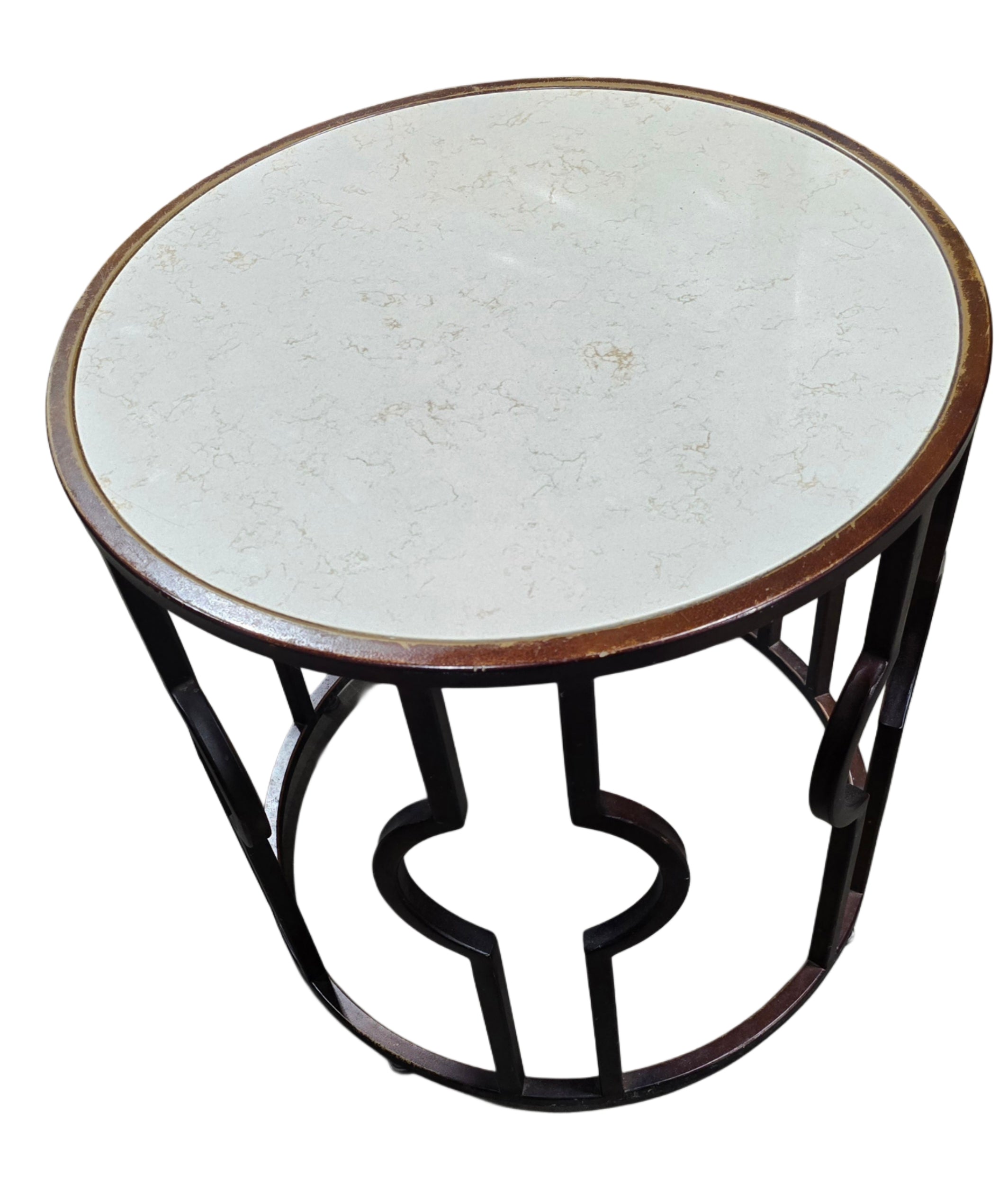 SHL top view of polished marble stone surface on round side table
