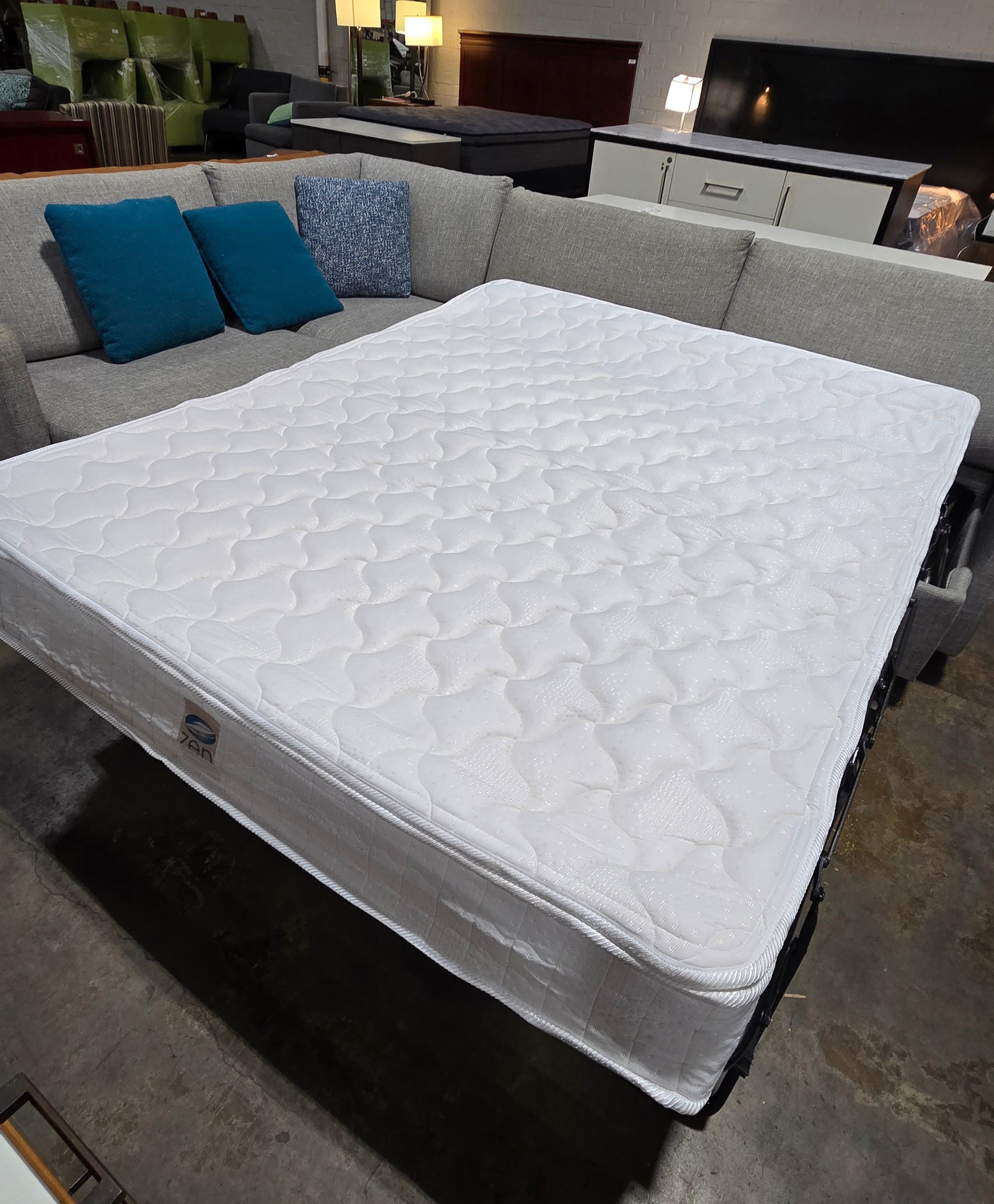 Detail of seating area that houses sleeper mattress