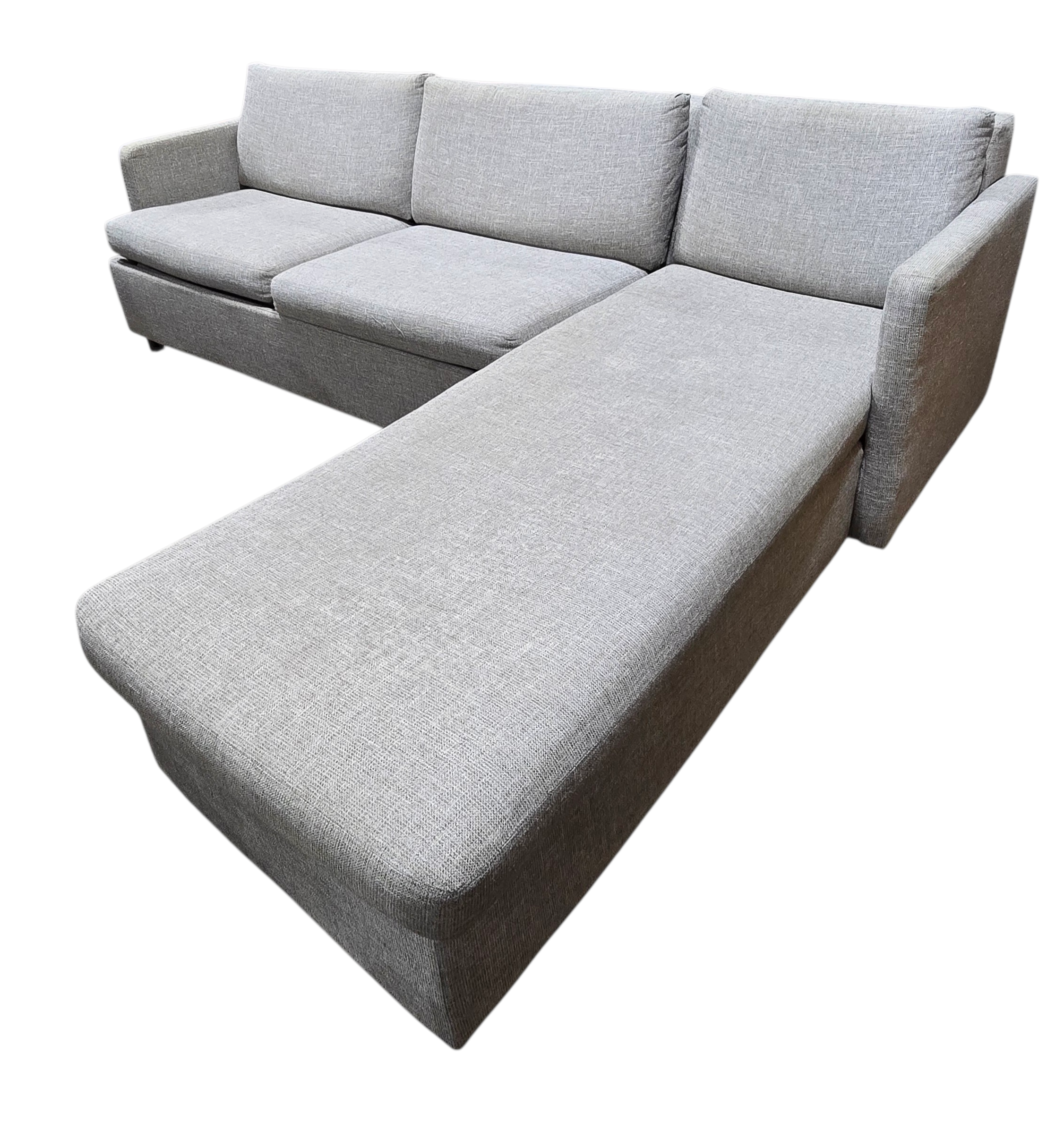 SHL front view of sectional sleeper sofa with chaise lounge, used and in good condition