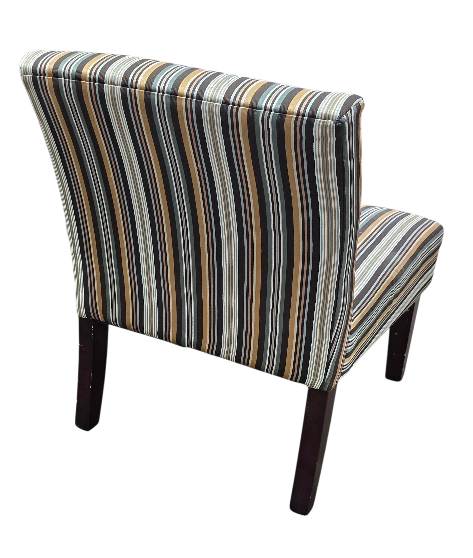 Back view of striped slipper chair