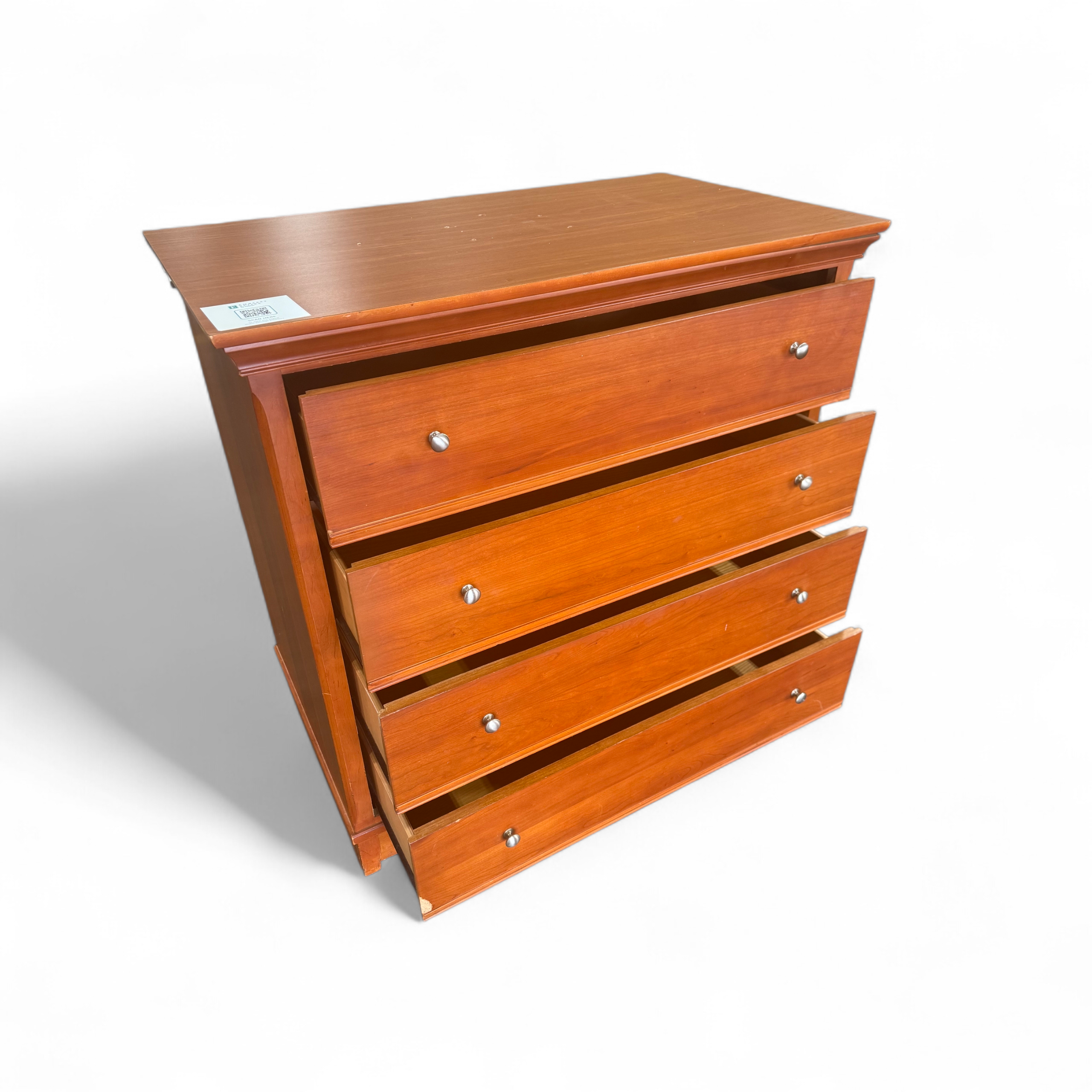 SHL close-up of drawer fronts and hardware on Thomasville chest, used and in good condition