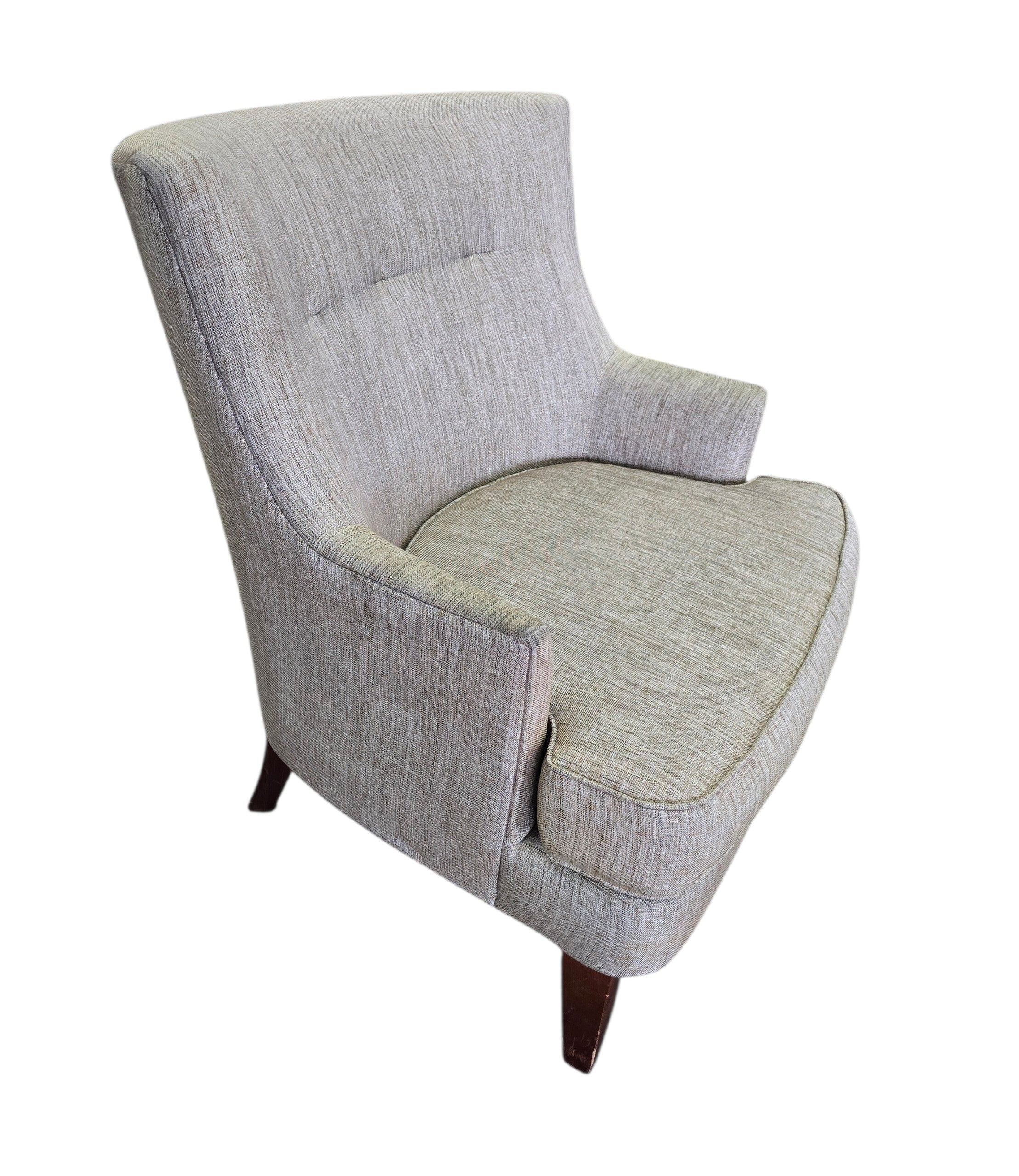 SHL used modern beige lounge chair with sloped arms and cushioned seat for living room or bedroom