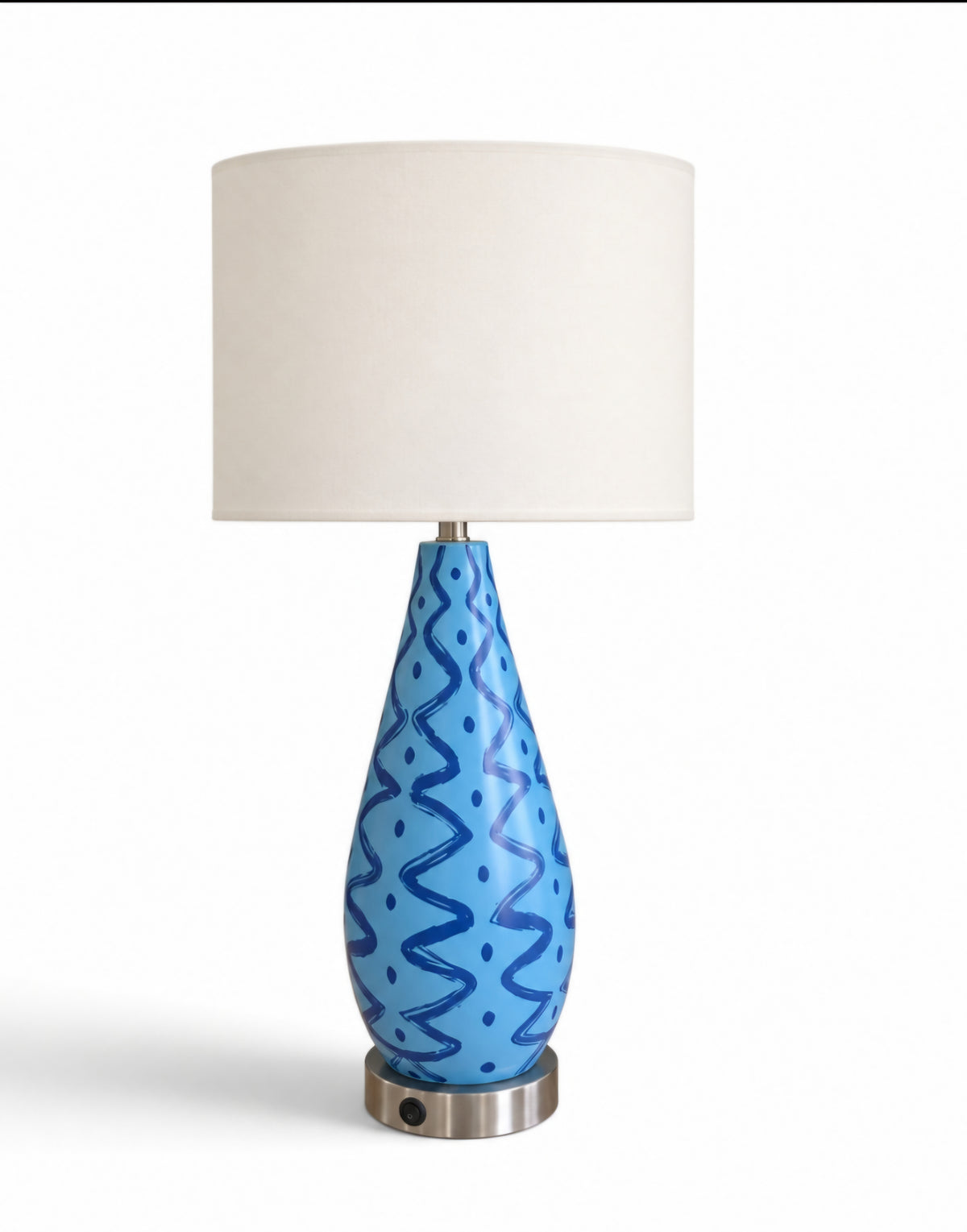 SHL used blue decorative table lamp with patterned base