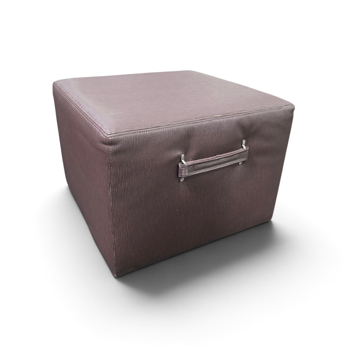 SHL used brown rolling ottoman with padded top and side handle