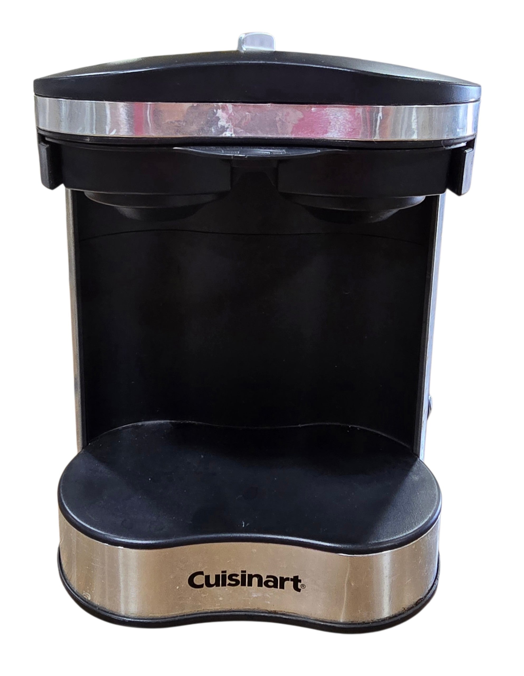 Used Cuisinart two cup coffee maker with dual brew capability, brewing two 8-ounce cups simultaneously or one cup at a time. Sourced from an upscale resort by Southern Hospitality Liquidation in Cartersville, GA near Atlanta, Marietta, Kennesaw, and Rome.