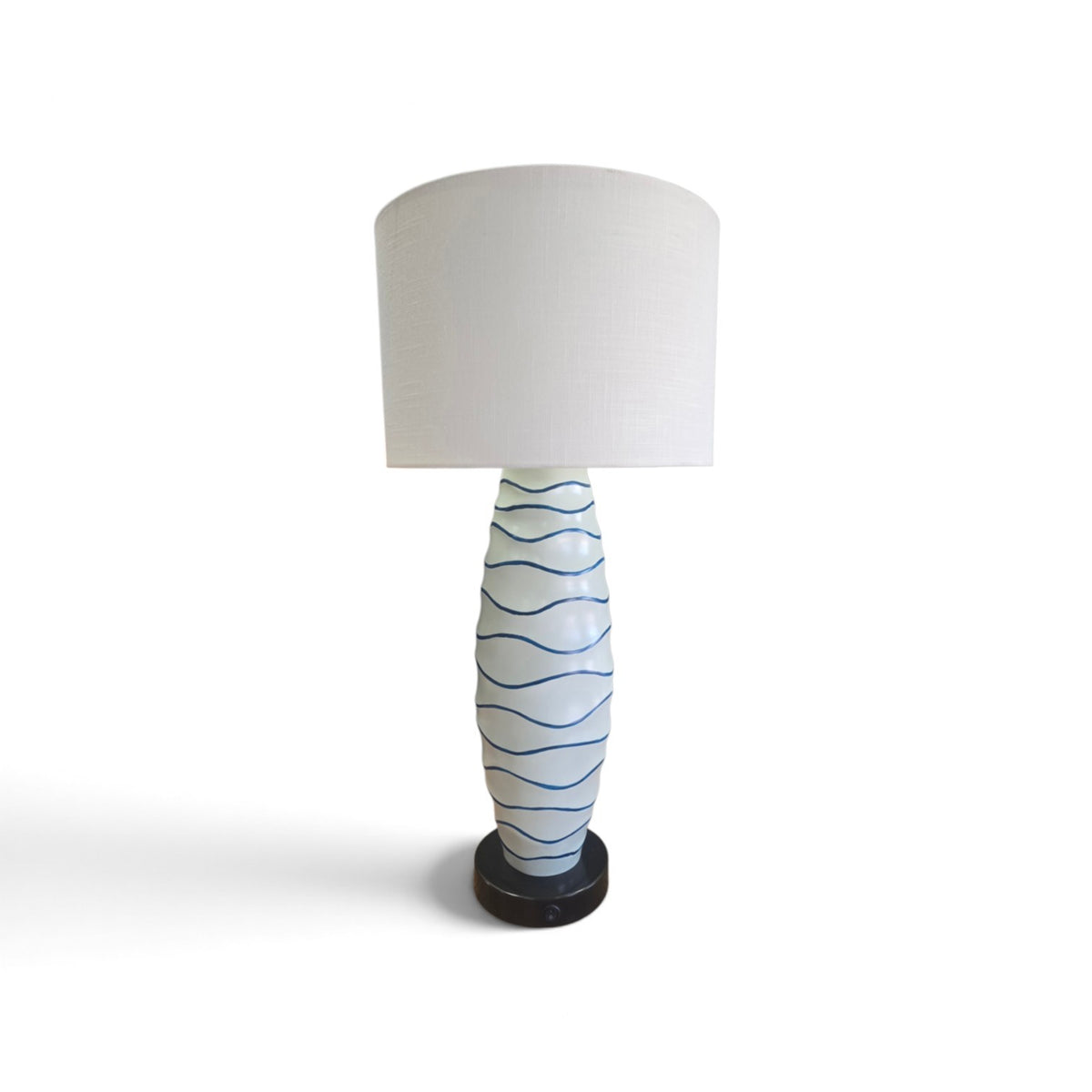 SHL used white table lamp with blue wave design