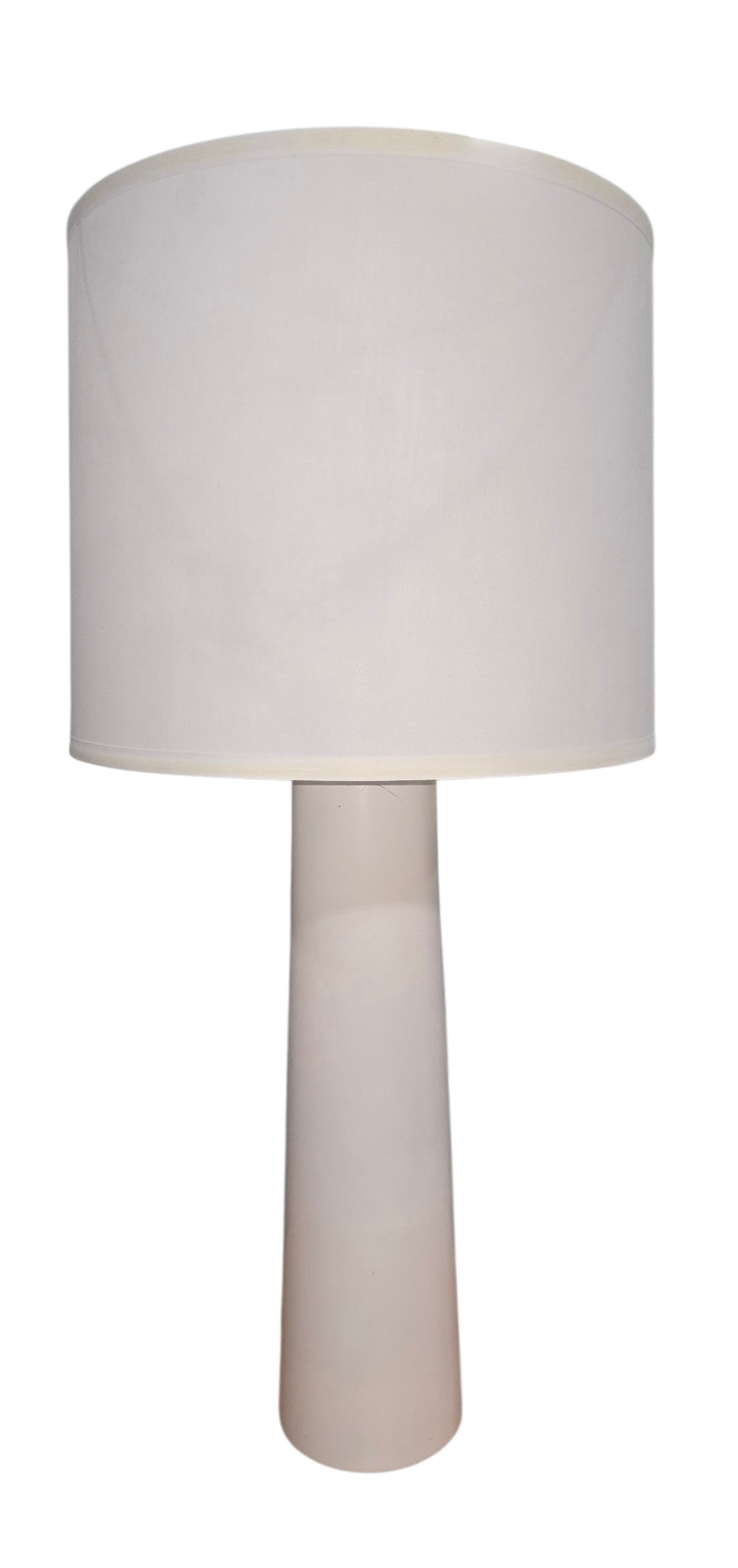 SHL modern white table lamp with tapered base and white drum shade used in good condition