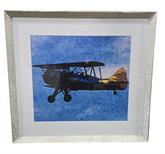 25.5x24 biplane wall art with textured silver frame – pre-owned hotel artwork liquidation Cartersville GA