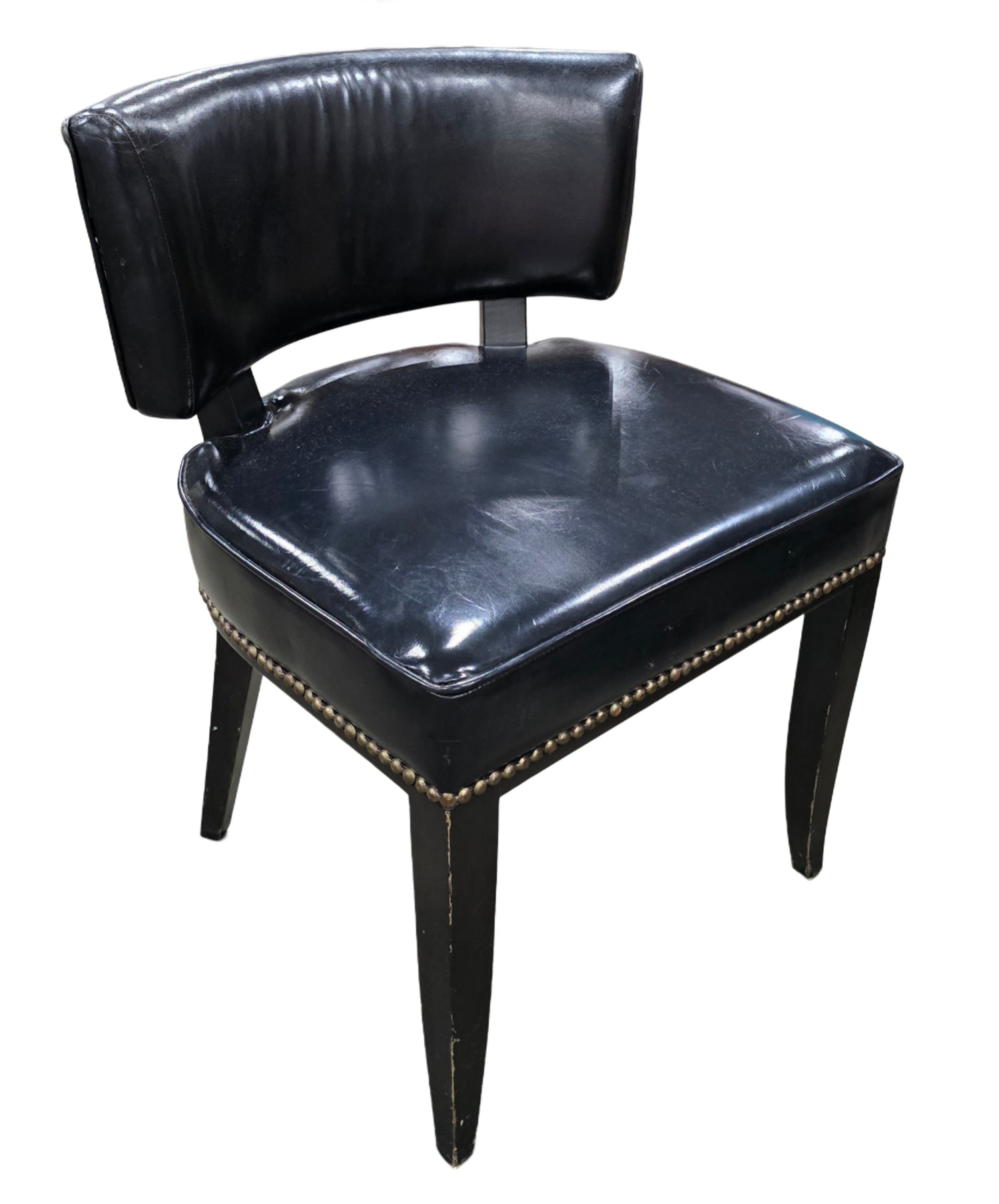 Black leather chair with nailhead trim, Ralph Lauren replica, available at Southern Hospitality Liquidation in Cartersville GA