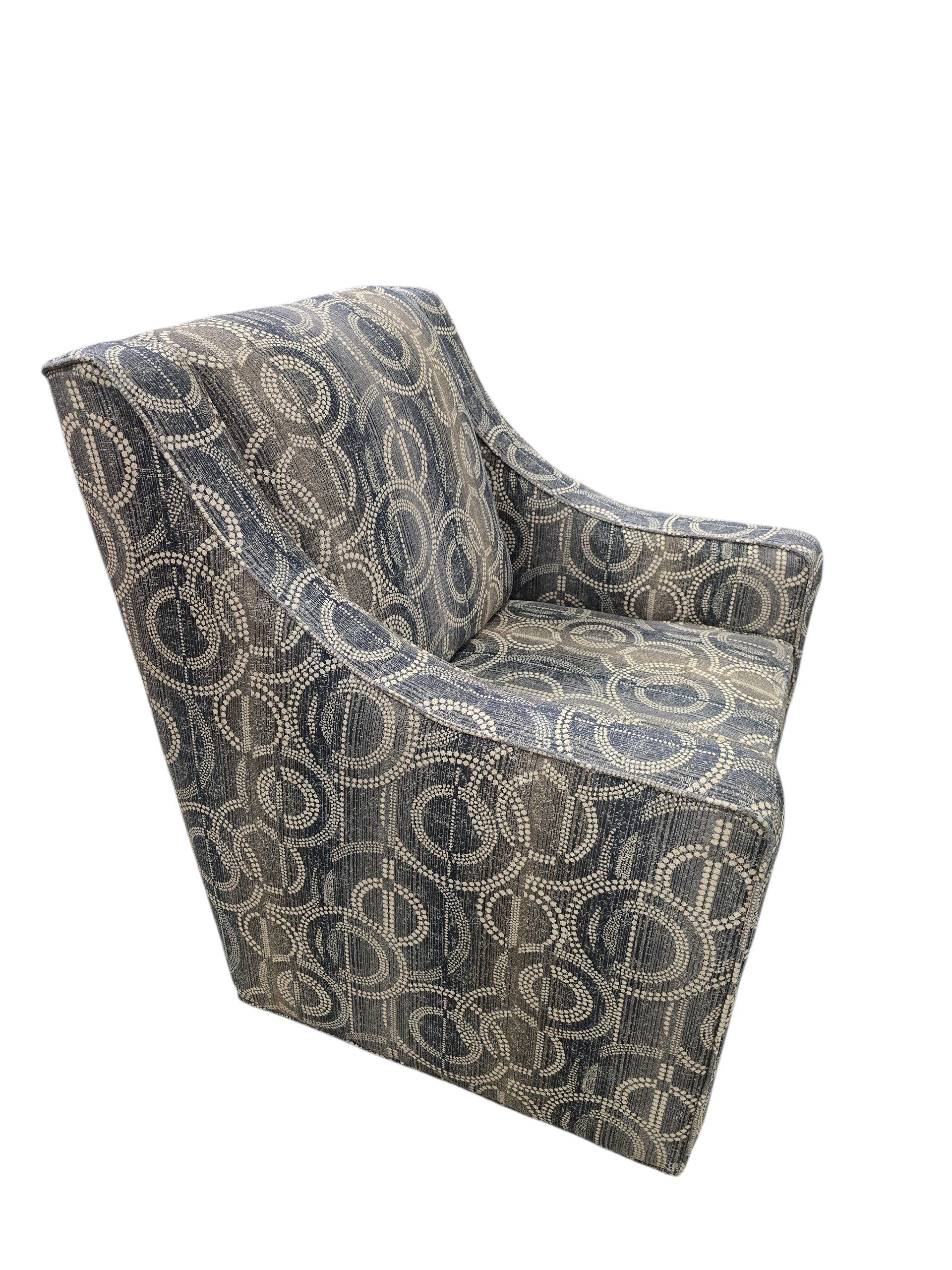 Upholstered Accent Chair with Hideaway Rolling Ottoman