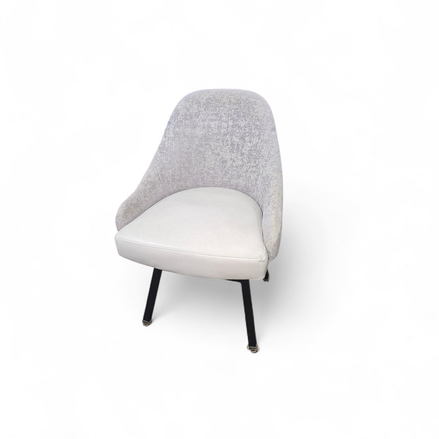 Front view of gray swivel dining chair used from SHL in good condition