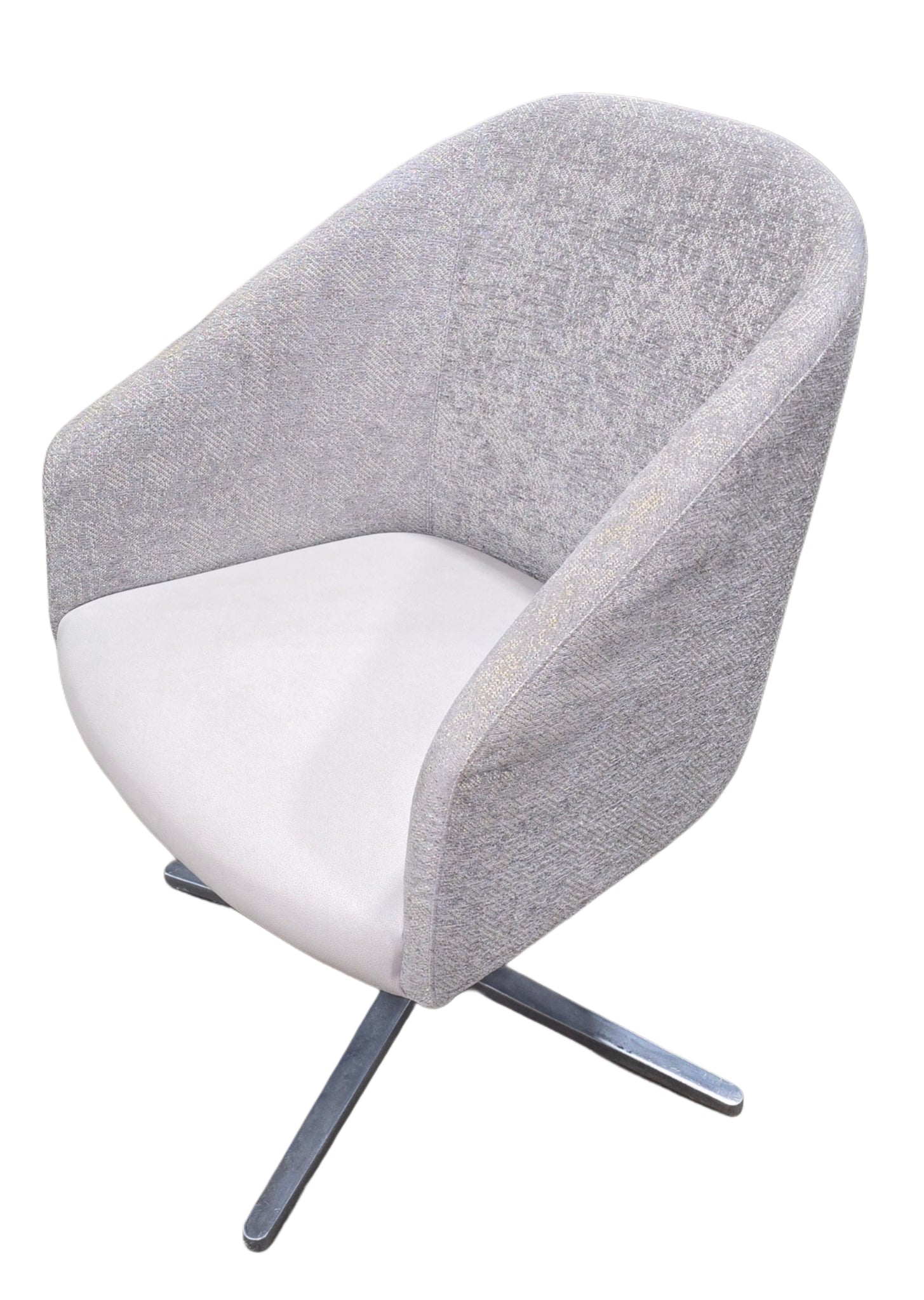 Grey office-style swivel chair with padded seat and silver base, available at Southern Hospitality Liquidation Cartersville GA