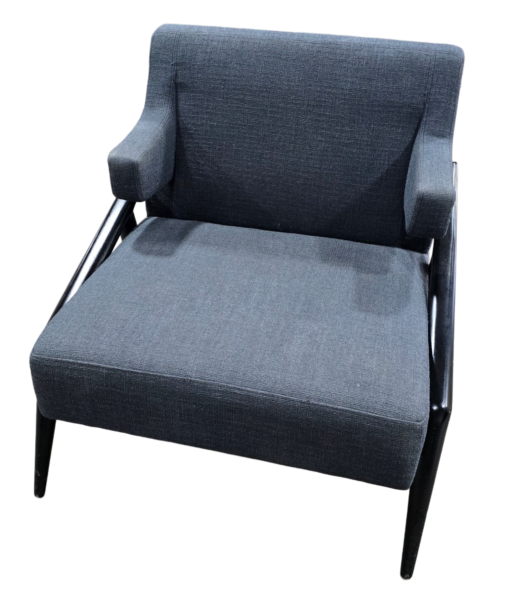 Hotel accent chair, navy blue upholstery with black frame, 28.75 x 23.25 x 32, SHL Cartersville GA serving Northwest Georgia.