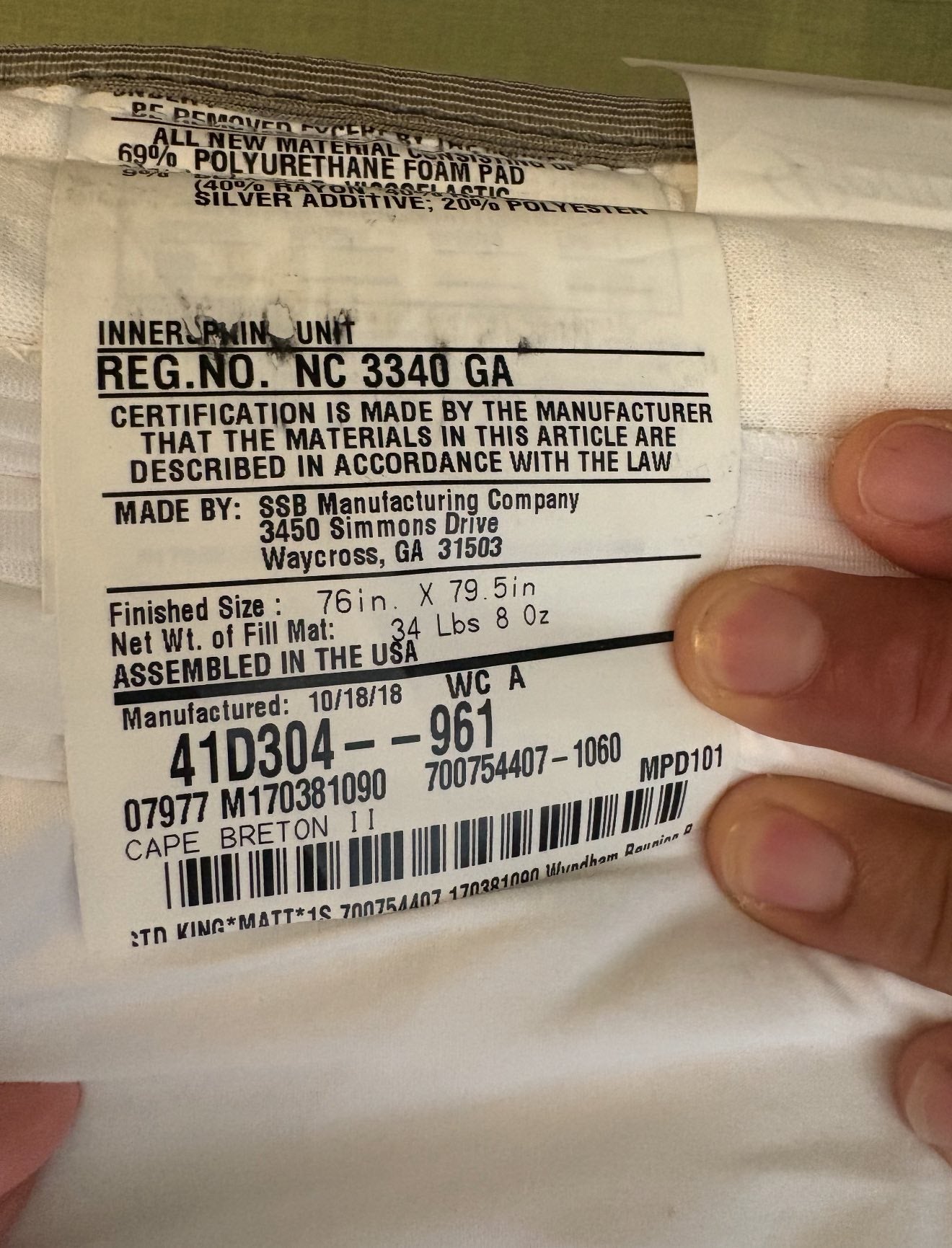Hotel mattress sets from Reunion Resort in Kissimmee FL, includes king and double sizes with tags