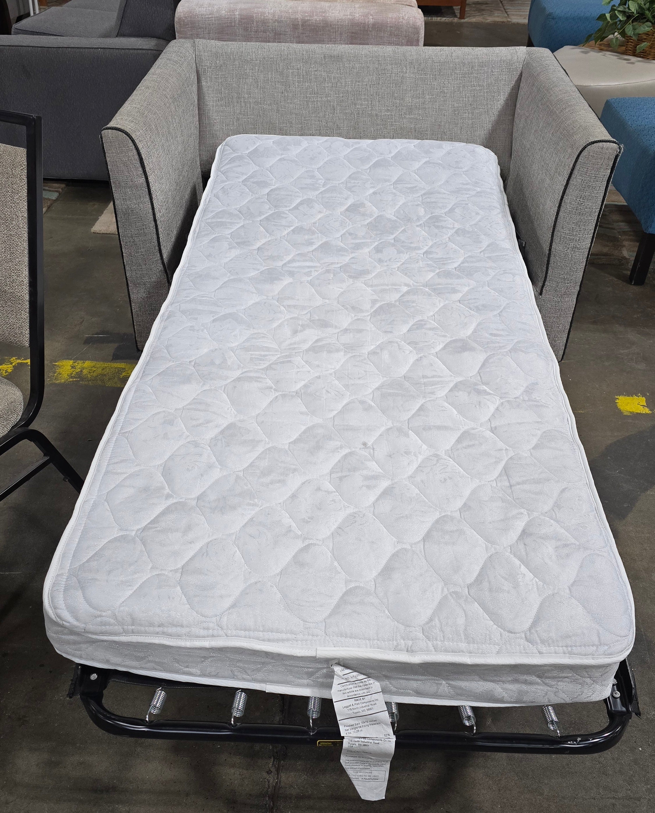 Hotel twin sleeper sofa, two-seater design 50W x 36D with twin mattress 33 x 72, SHL Cartersville GA
