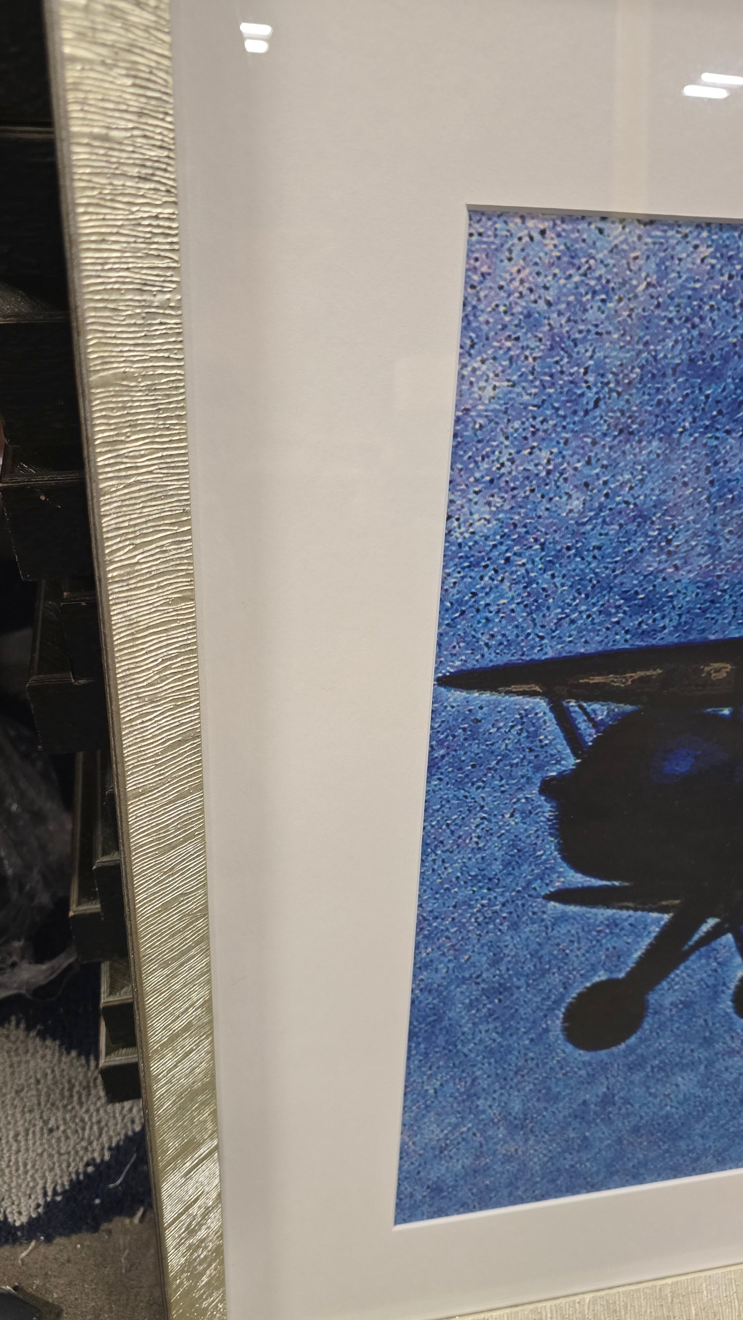 Pre-owned airplane artwork with silver textured frame – hotel wall art liquidation SH Liquidation