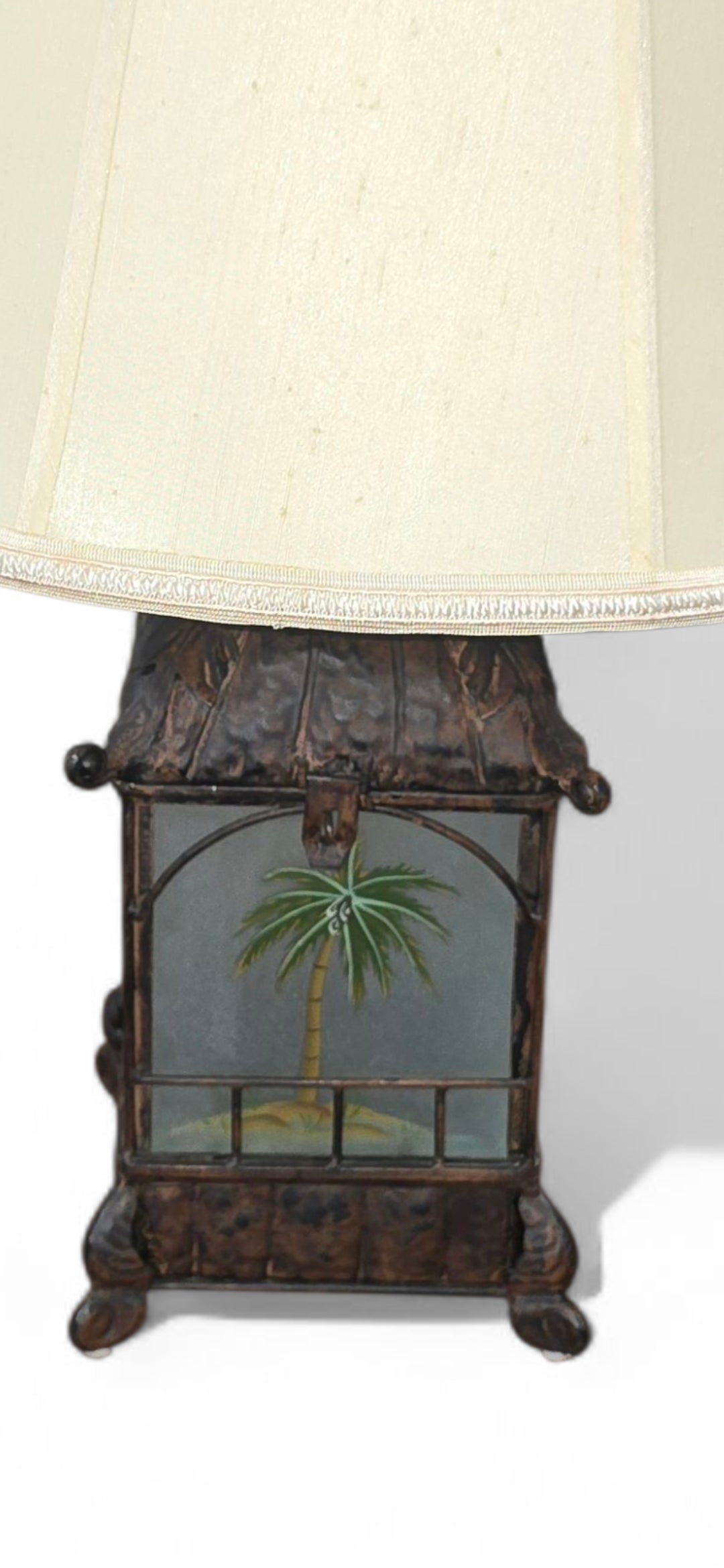 Close-up of palm tree lamp base from SHL, coastal décor piece