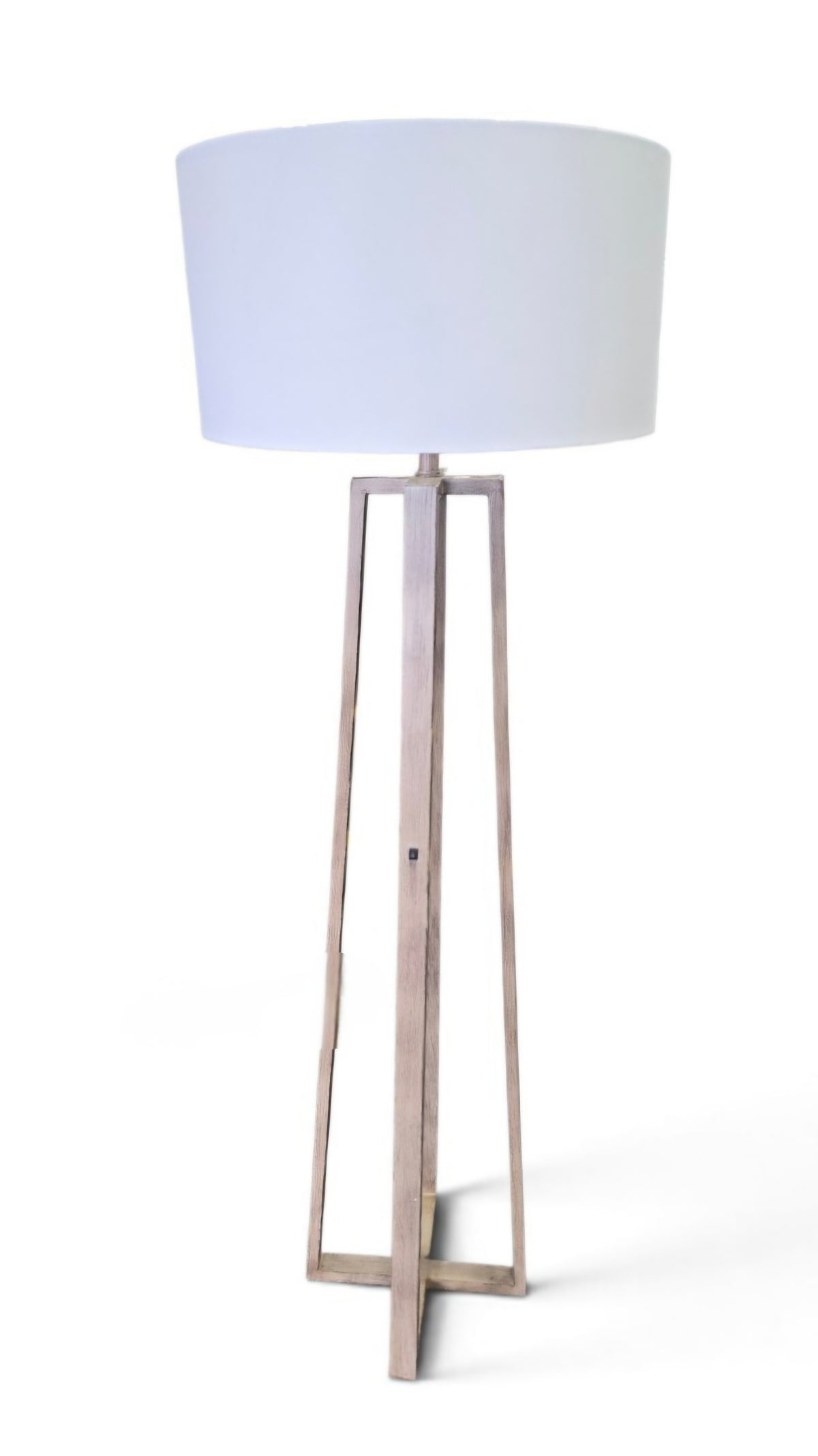 Modern metal floor lamp with white drum shade