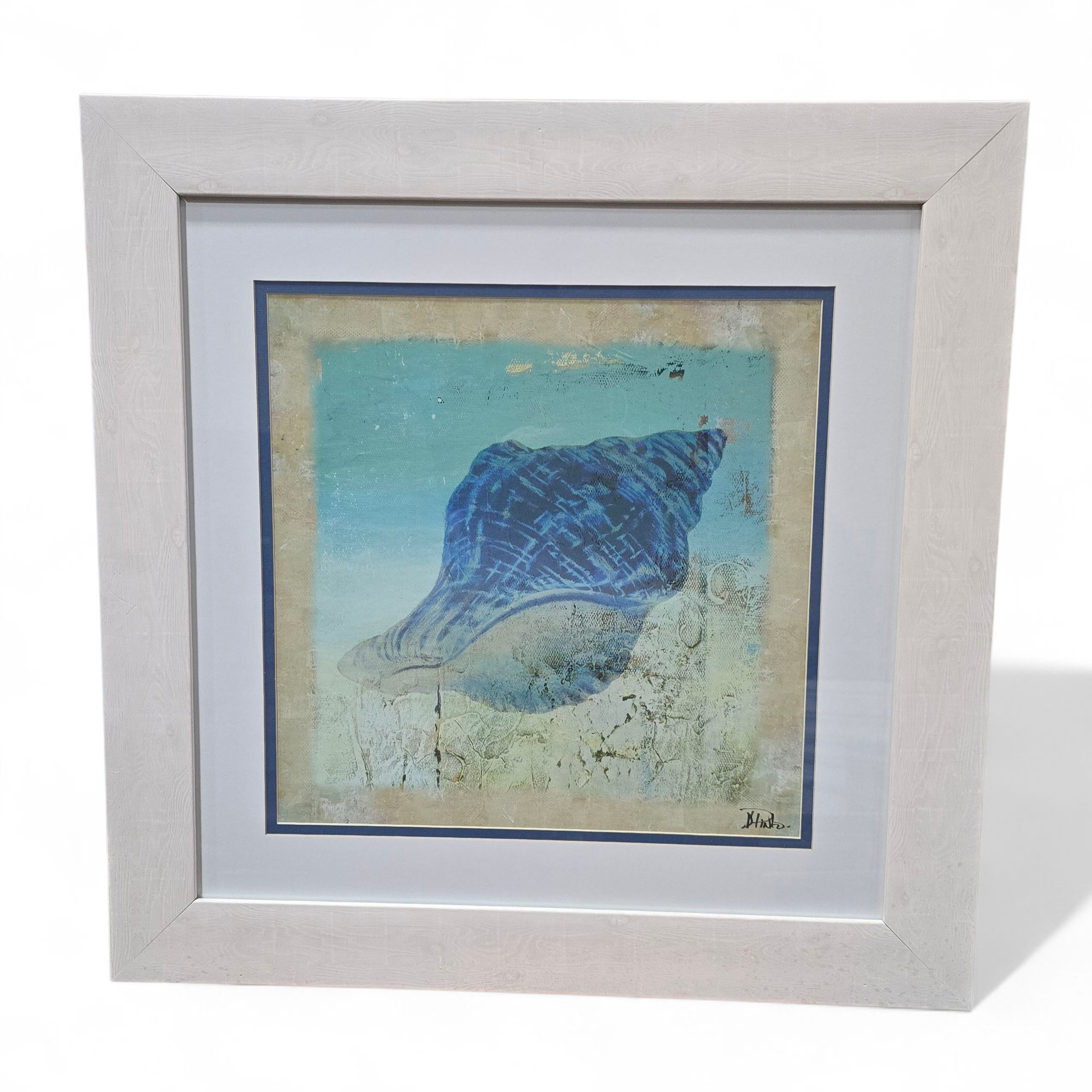 28x28 Framed Print – Blue Seashell