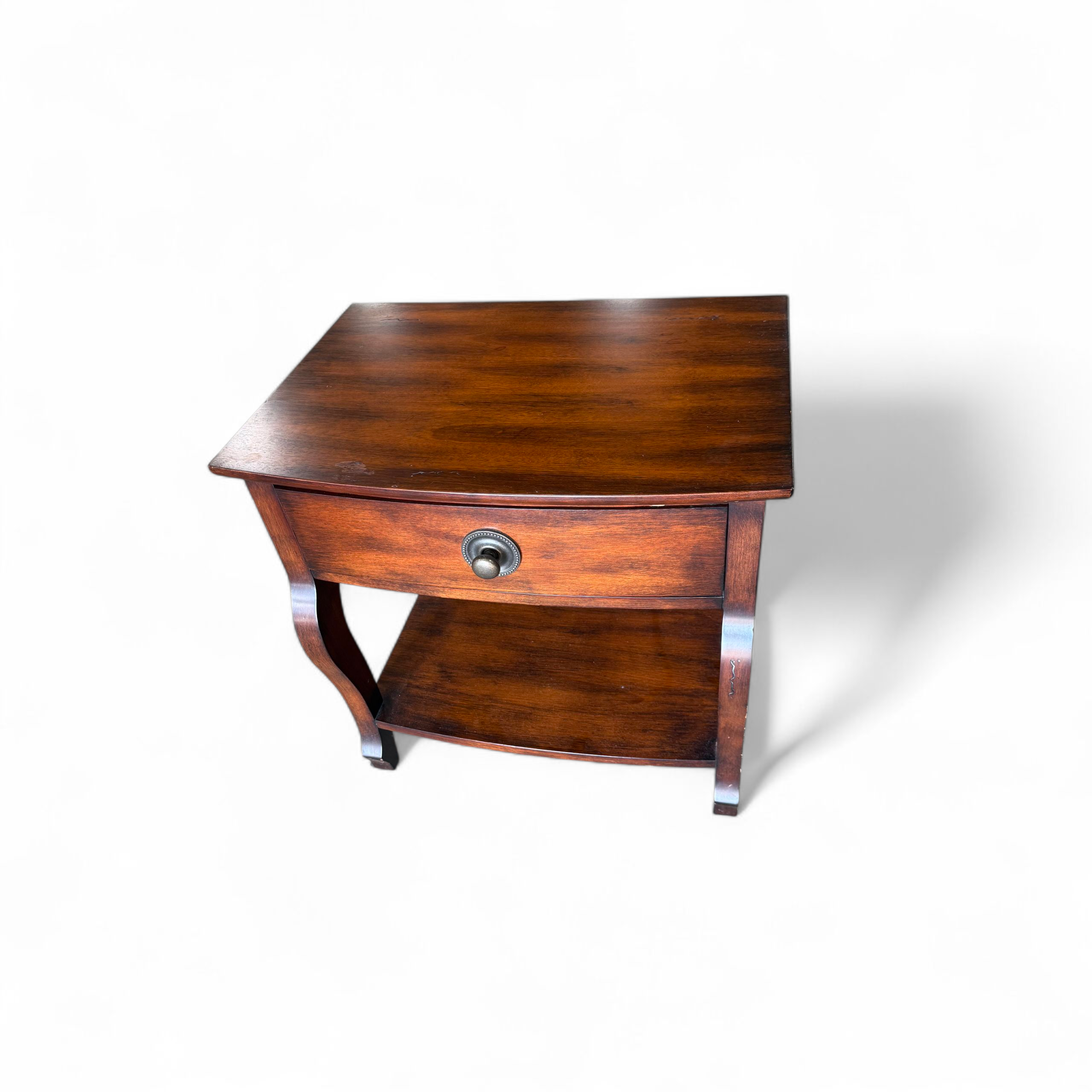 SHL side view of Decca rattan side table, used and in good condition