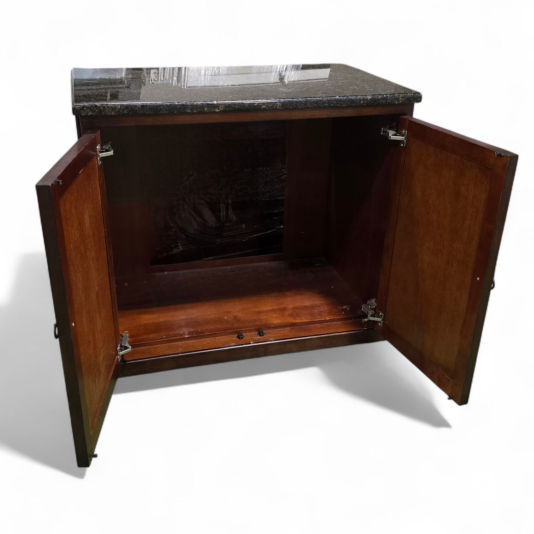 SHL granite surface detail of TV stand, used and in good condition