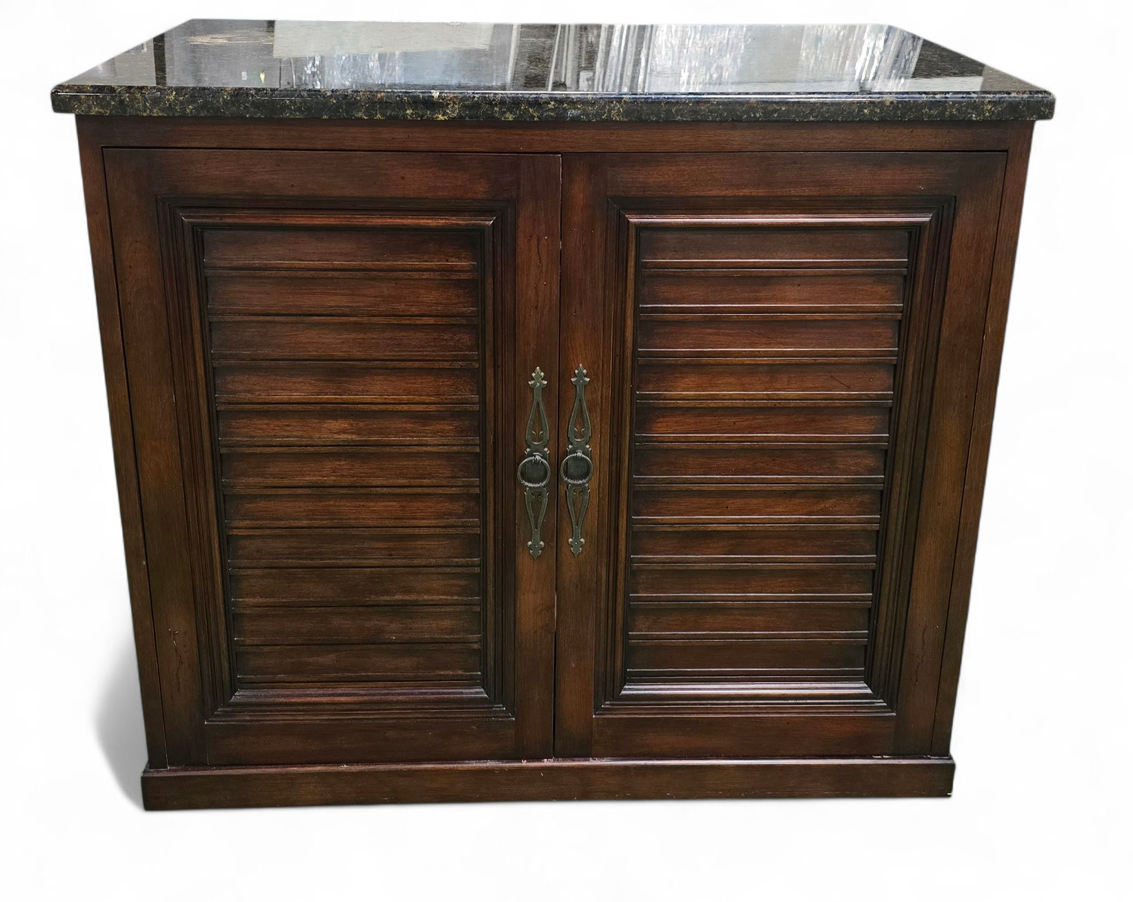 SHL granite top TV stand with storage, used and in good condition