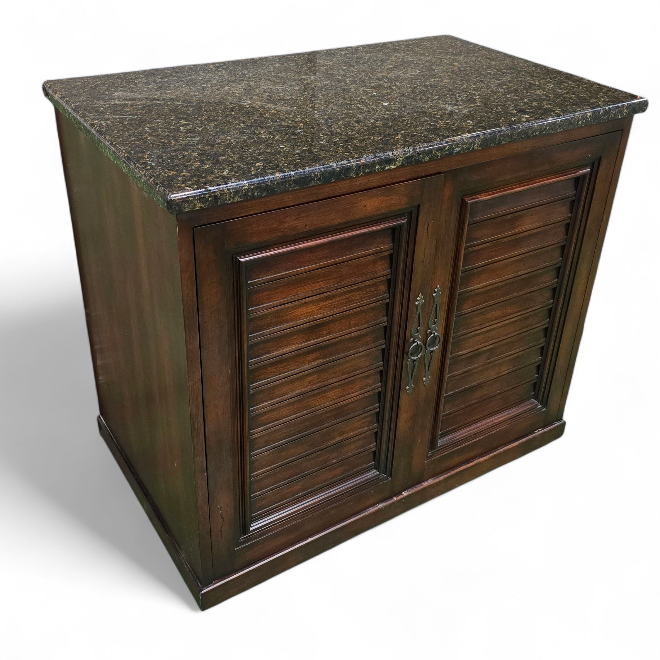 SHL side view of granite top TV stand, used and in good condition