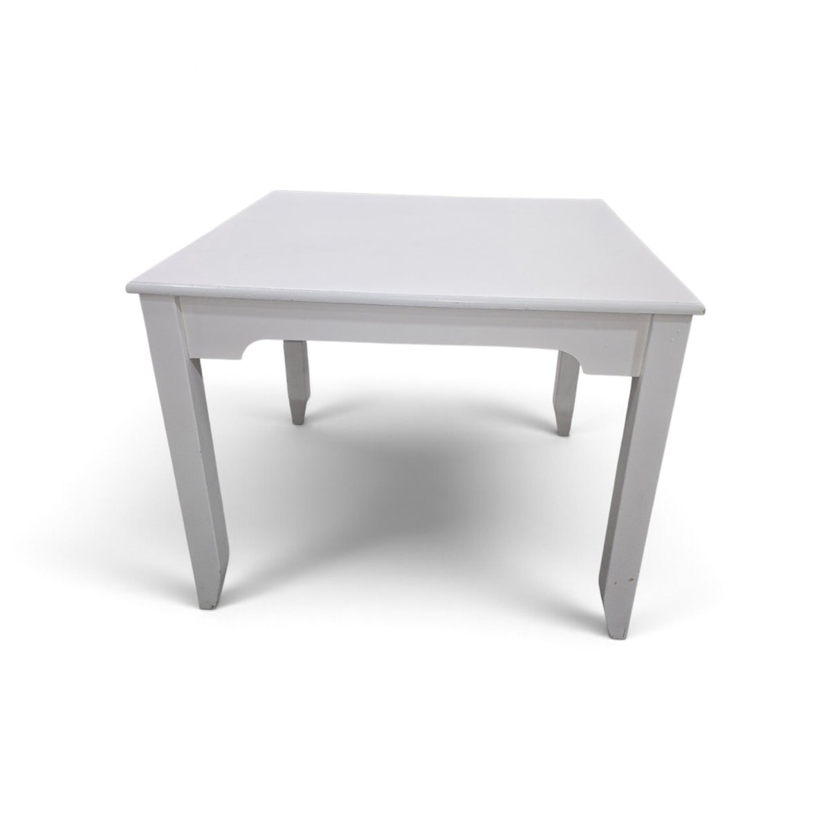 Used white square dining table with simple design and sturdy legs, SHL.