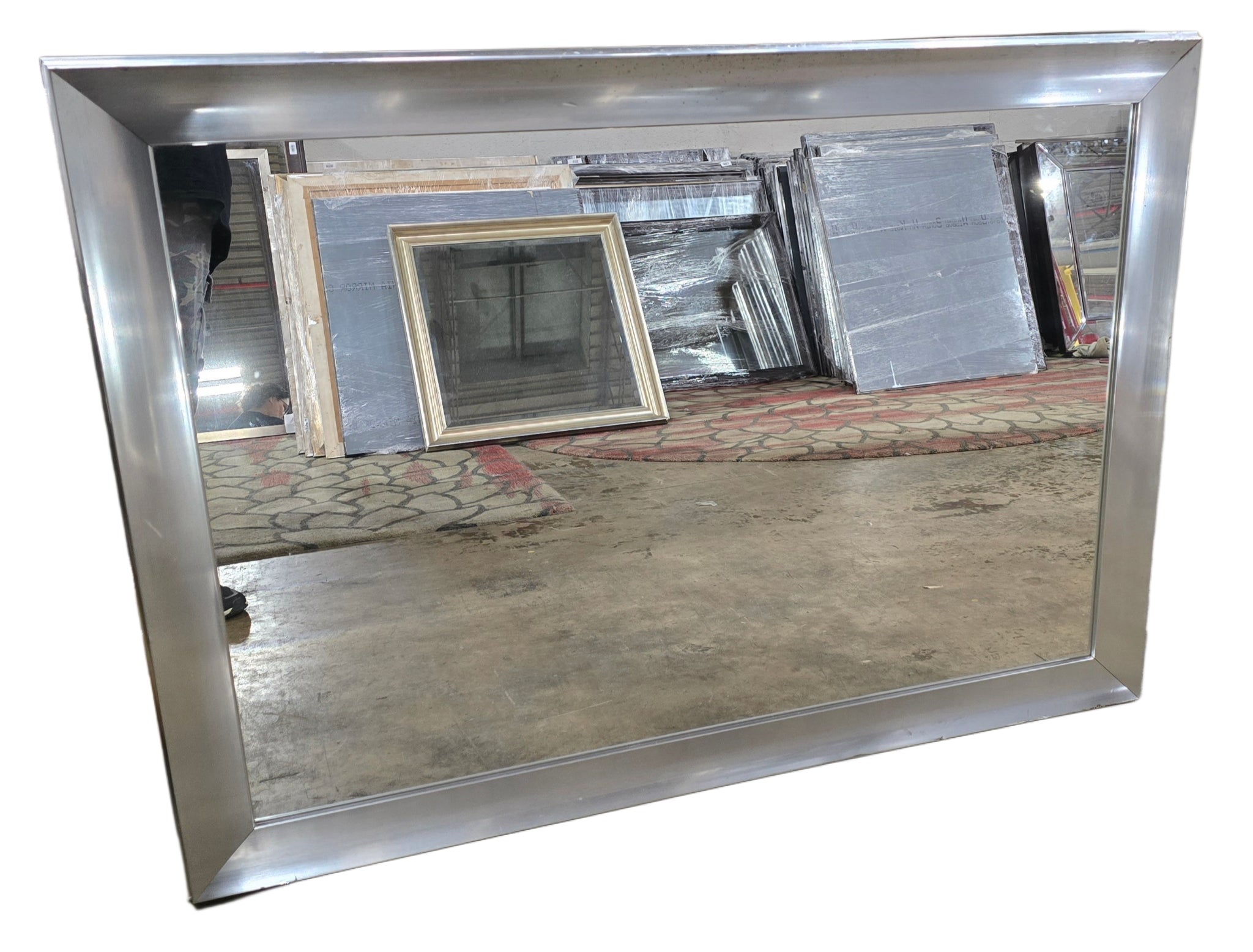 Silver frame mirror, 50 x 36, pre-owned hotel furniture from SHL Cartersville GA serving Northwest Georgia.