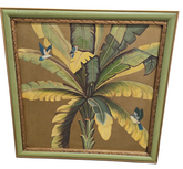 35 x 35 tropical palm tree wall art with green frame. Nature-inspired artwork for homes, rentals, or hotel spaces.