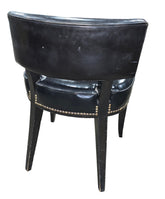 Luxury black leather chair featuring nail head trim, available at Southern Hospitality Liquidation near Atlanta in Cartersville GA