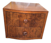 20 inch wooden rolling nightstand with two drawers, pre-owned hotel furniture available at Southern Hospitality Liquidation in Cartersville GA